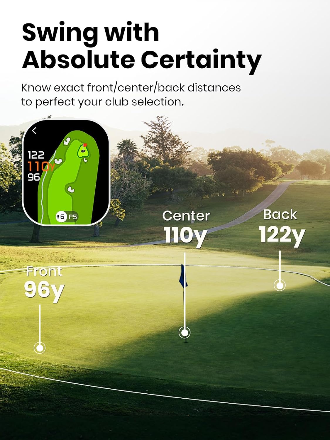MILESEEY GenePro G1 Touchscreen & GPS Rangefinder with Slope, 43000+ Preloaded Courses, 1300 Yards Laser Range Finder Golf with Red & Green Display, 0.1s Flag Pole Locking Vibration, 6X Magnification - Image 4