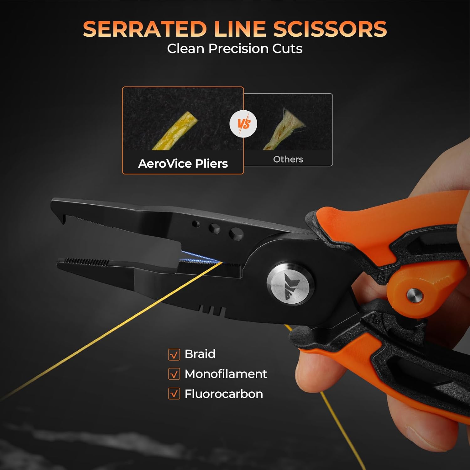 KastKing AeroVice 7.5” Fishing Pliers, 420 Stainless Steel, Uni-Body Construction, Lightweight & Corrosion-Resistant, Multi-Function Jaws, Braid Cutters, Sheath, Lanyard & Carabiner - Image 3