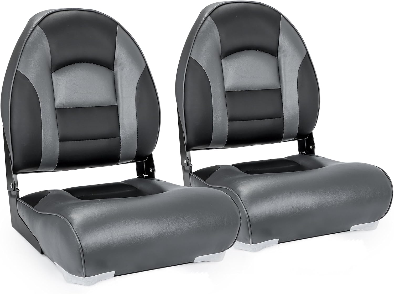 NORTHCAPTAIN Deluxe A Pair of Marine High Back Folding Boat Chair Fishing Boat Seat,for Fishing, Bass/Jon/Pontoon Boat Chairs, 4 Mounting Screws Included