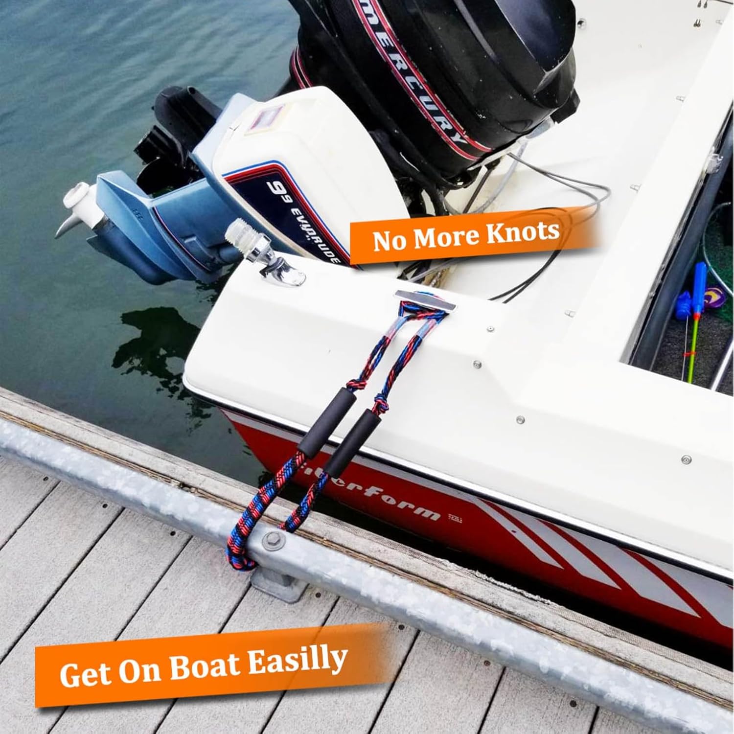 Bungee Dock Lines for Boats, Quick Connect No Knots, Shock Absorbing Mooring Lines, Boating Gifts for Men, Boat Accessories for Pontoon, Bass Boat, Jet Ski - Image 5