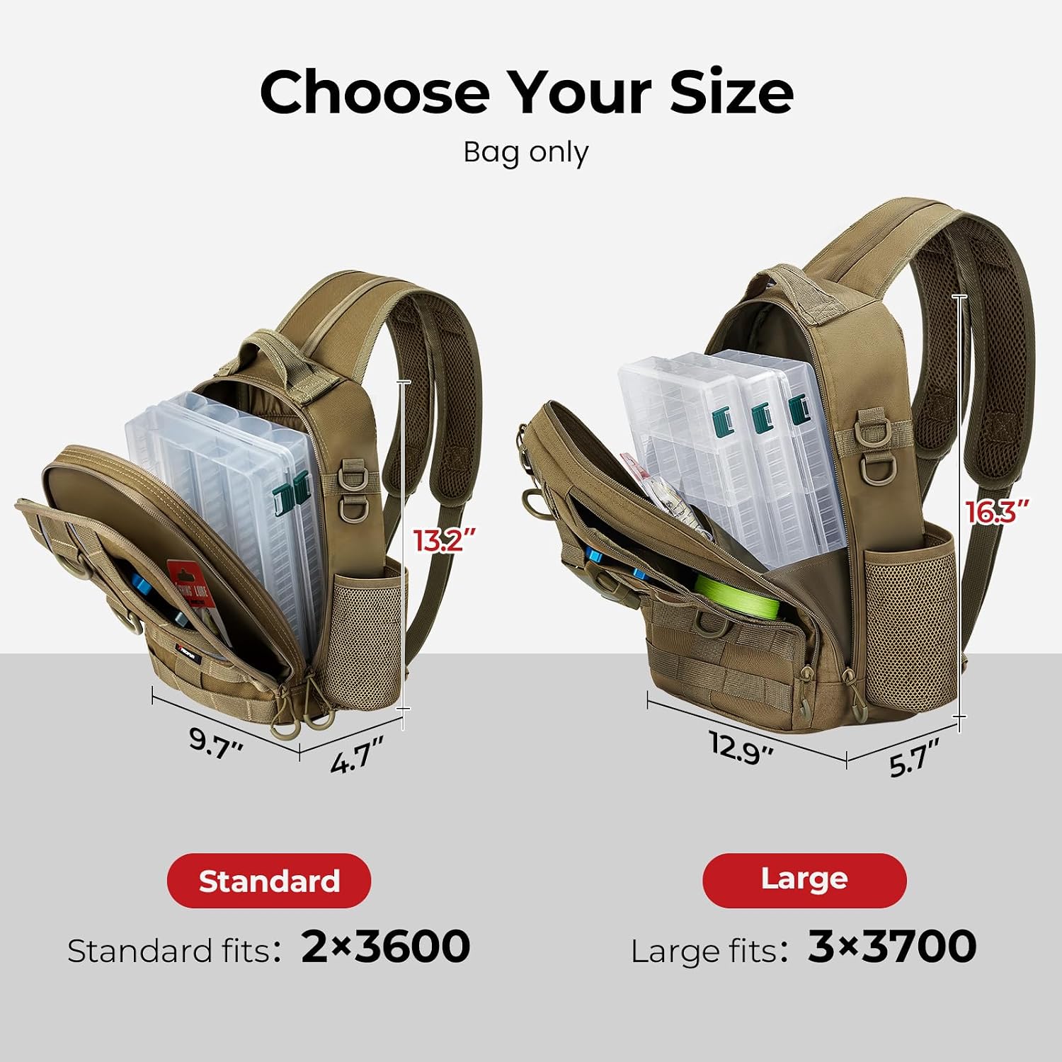 Piscifun Fishing Backpack with Rod Holder, Lightweight Sling Bag Storge Gear and Equipment - Image 2