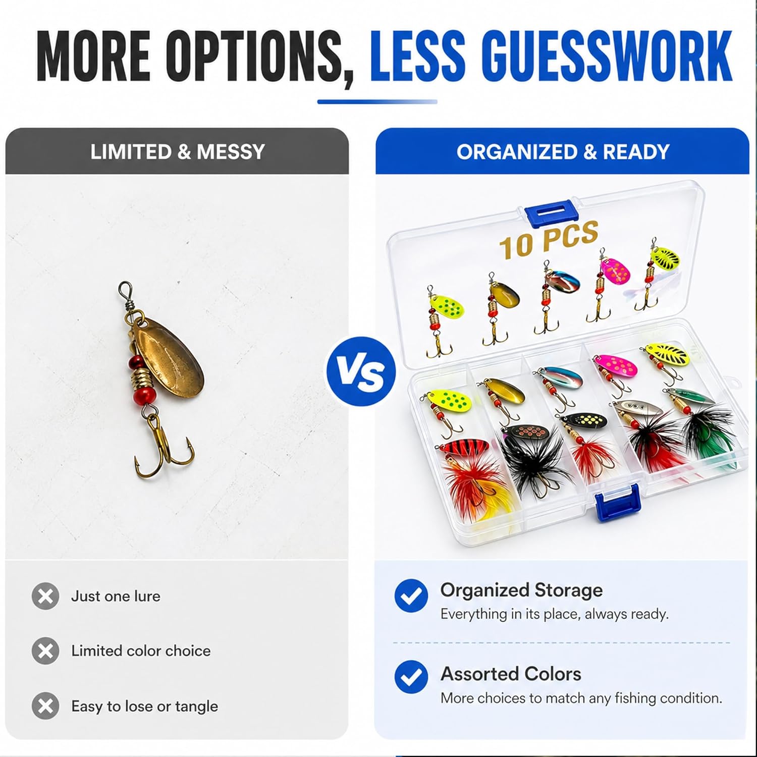 Fishing Spinner Lures Kit 10/15/16/20PCS, Inline Spinner Baits with Treble Hooks and Feather Tails, Metal Fishing Lures for Trout Bass Salmon Panfish, Multi-Color Freshwater Fishing Tackle Set - Image 6