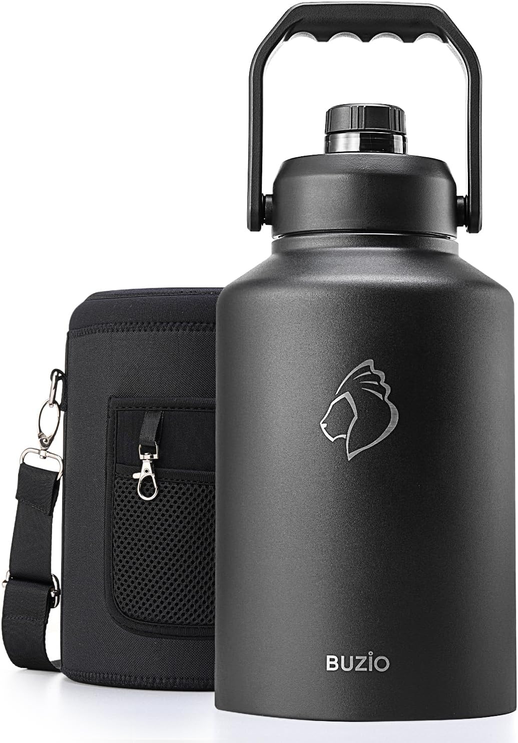 BUZIO 1 Gallon Water Bottle Insulated, (Cold for 48 Hrs) 3.58in Big Wide Mouth Leak Proof, 128oz Large Water Jug Stainless Steel Metal Flask with Handle for Camping,Outdoor Work,Travel,Hiking, Black - Image 9