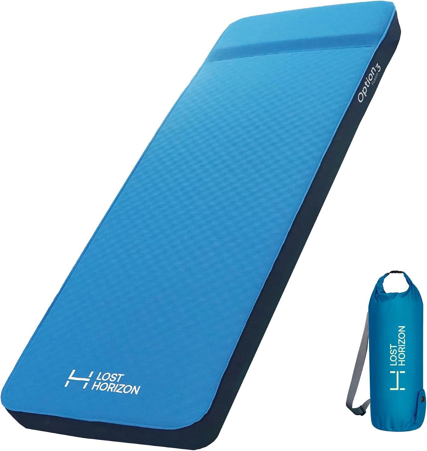 Lost Horizon Air & Foam Camping Mattress, Self-Inflating Sleeping Pad, 3" Thick, with Pump Sack, Single