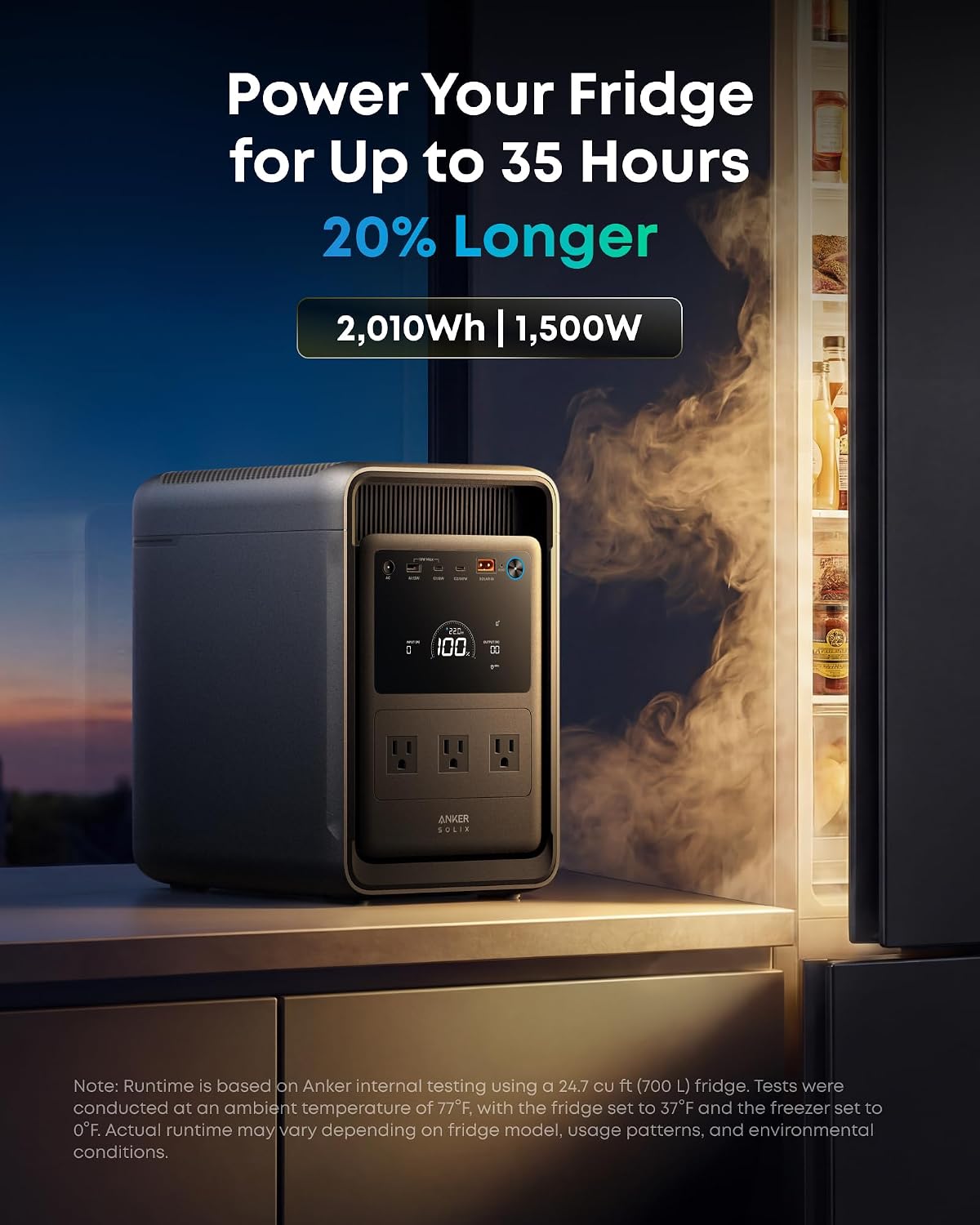 Anker SOLIX S2000 Portable Power Station, 1500W Solar Generator for Home Use, Up to 35-Hr Fridge Backup, 2,010Wh LFP Battery for Emergencies, Power Outages, Camping (Solar Panel Optional) - Image 2