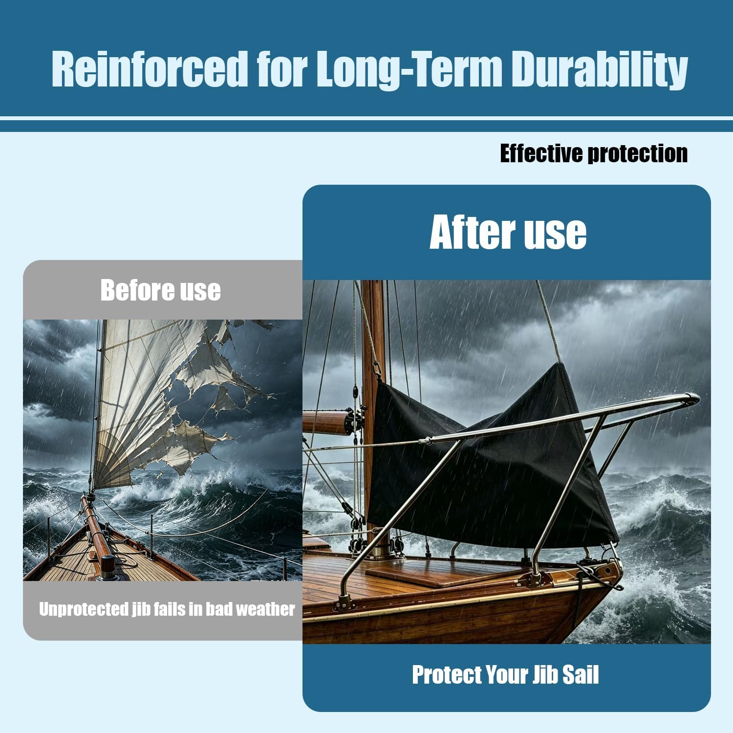 Waterproof Jib Bag, Heavy Duty 600D PVC Coated Sailboat Jib Bag, Reinforced 1.5" Load-Bearing Webbing with Rope Closure, Weather Resistant Jib Sail Staybag, Fits Boats 25-30ft, 26.8" Dia (Large) - Image 6
