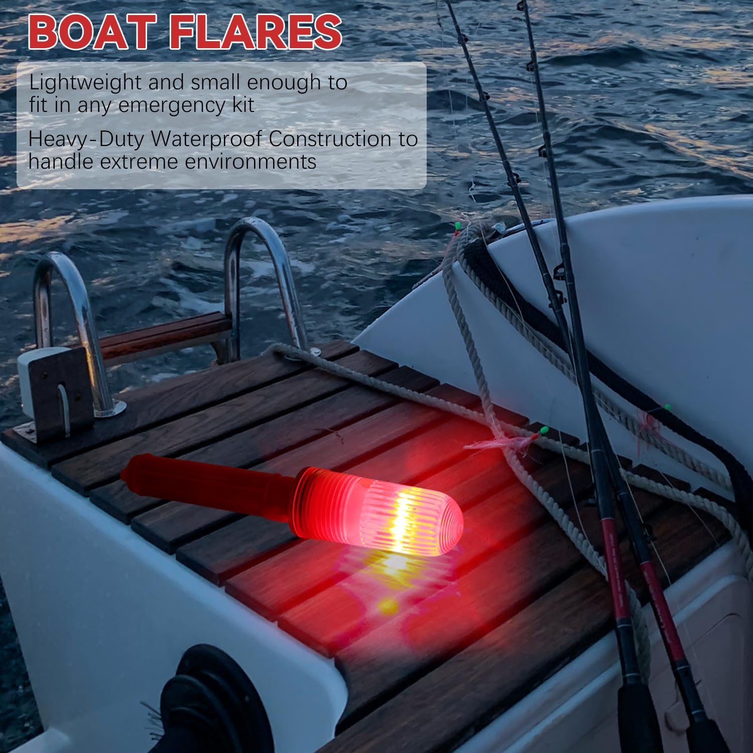 Boat Flares,LED Boat Flares Coast Guard Approved,Smart Marine Signal Light, Boat Safety kit, Electronic Boat Distress Flare,for Fishing Nets, Buoys, or Boats(2 PCS) - Image 3