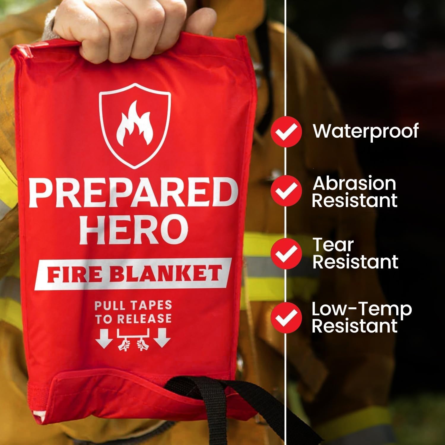 Prepared Hero Emergency Fire Blanket - 2 Pack - Fire Suppression for Kitchen, 39” x 39” Fiberglass Fire Blanket for Home - Image 2