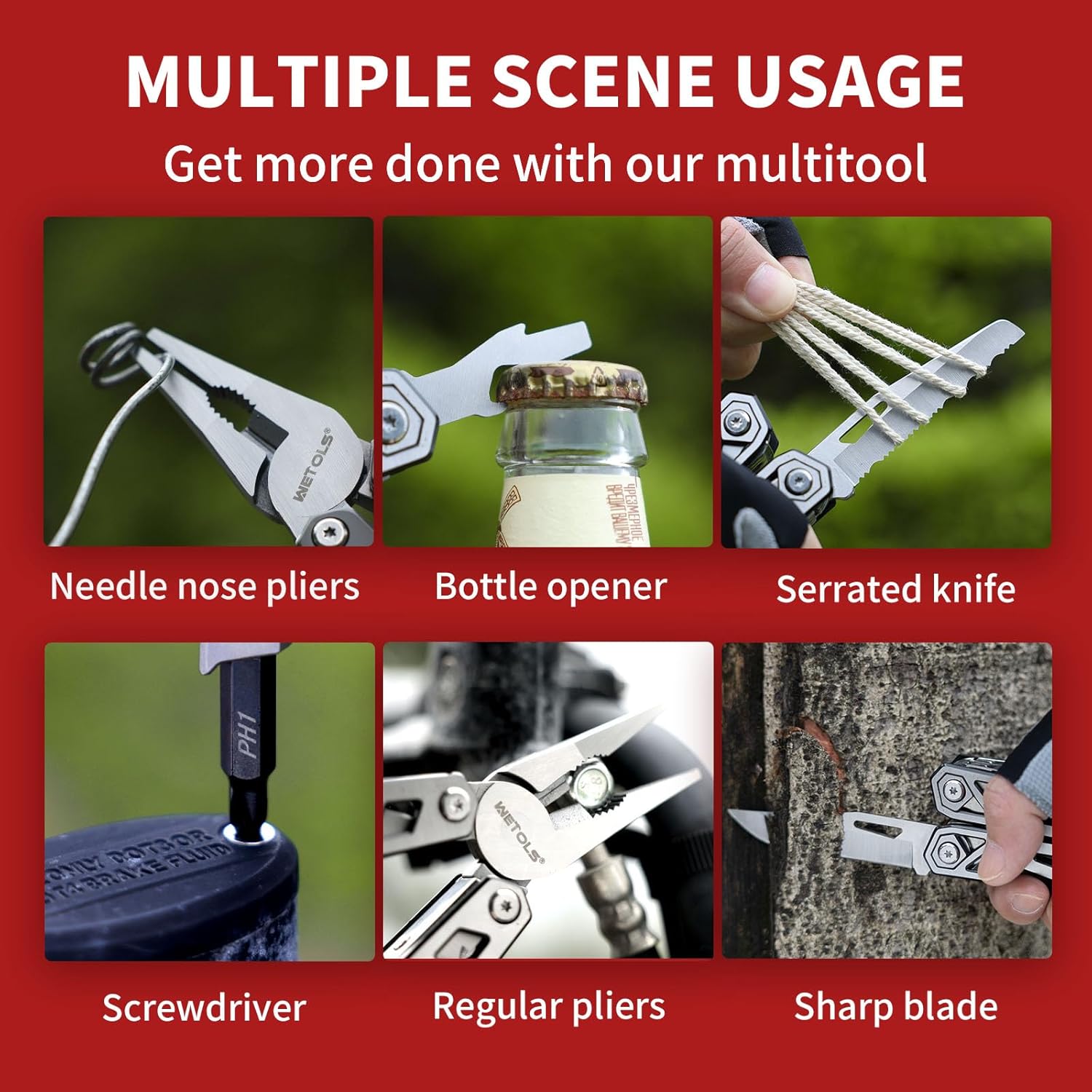 Multitool with Pocket Knife, Birthday Gifts for Men Women Mom Dad, WETOLS 21-in-1 Stainless Steel Pliers with Screwdrivers, Self-locking Multi tools with EDC Sheath, Ideal for Home, Camping, Survival - Image 3