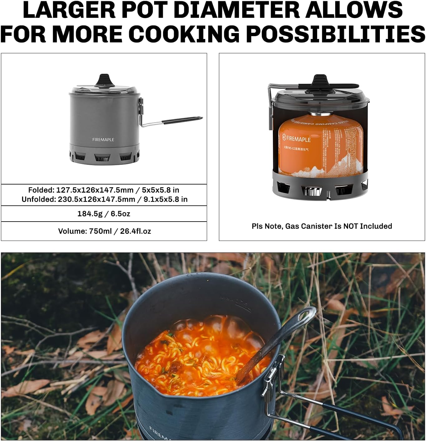 Fire-Maple Petrel Ultralight Pot- High Efficiency Aluminum Camping and Backpacking Pot with Heat-Proof Handle, Portable and Compact - Image 2