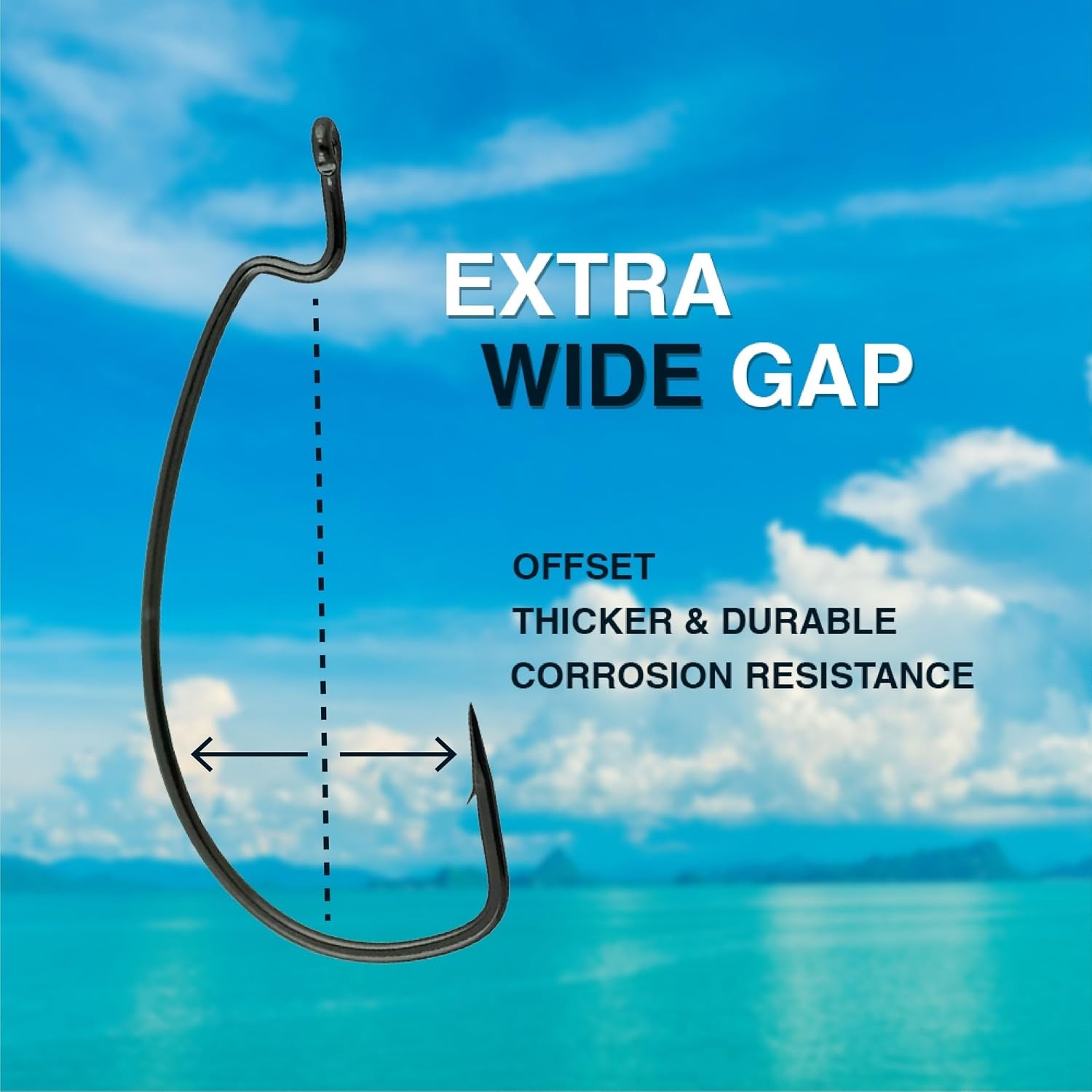 Reaction Tackle Offset EWG Worm Hooks - Super Strong Wide Gap Texas Rig Hooks for Soft Plastic Baits - High Carbon Steel Bass Fishing Hooks (25-Pack) - Image 4