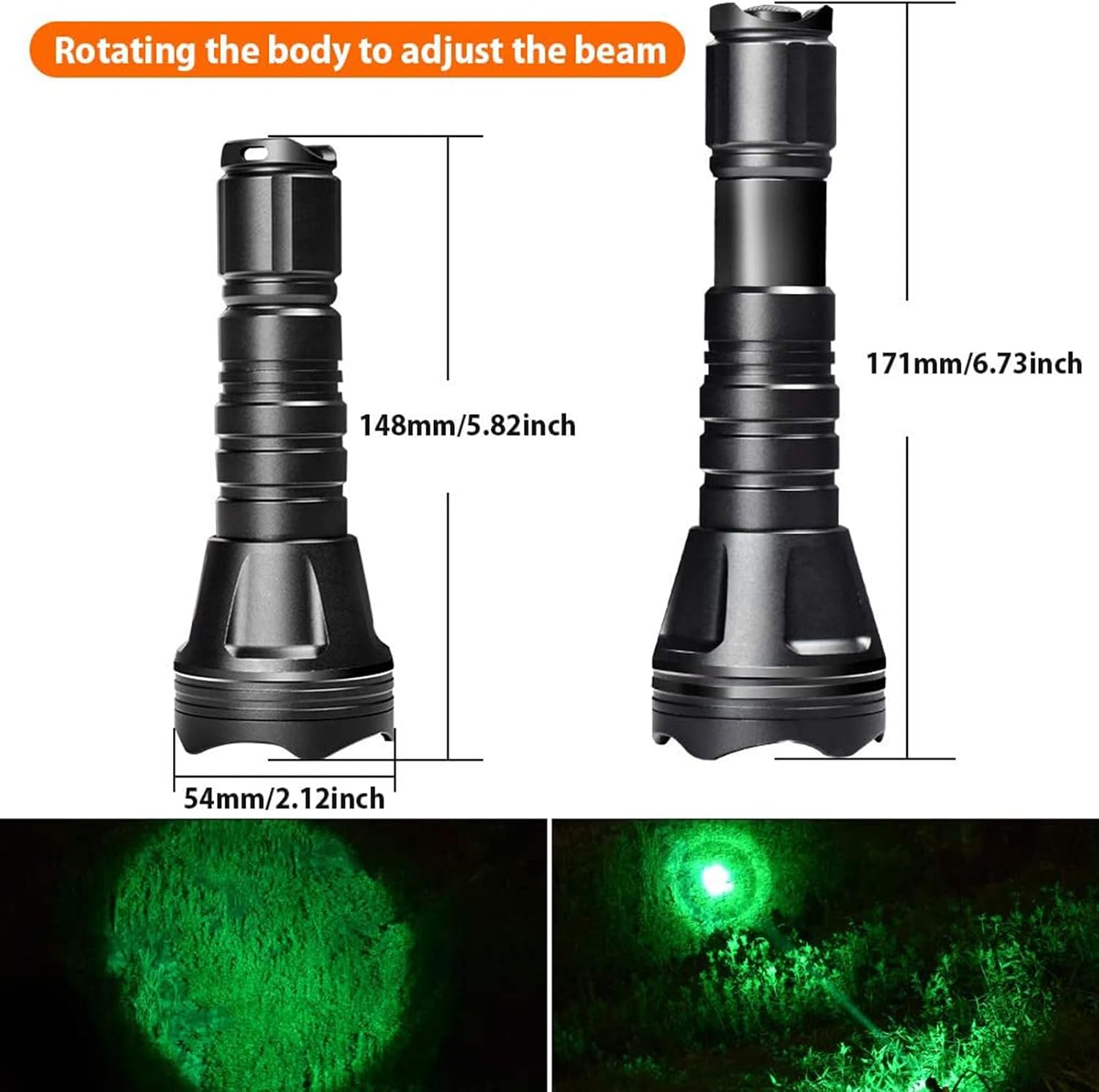 KL52Plus Zoomable Hunting Flashlight Kit with 4 Interchangeable Modules (Red, Green, White, IR850), Long Range Predator Light with Remote Pressure Switch, for Coyote, Hog, Varmint Hunting - Image 2