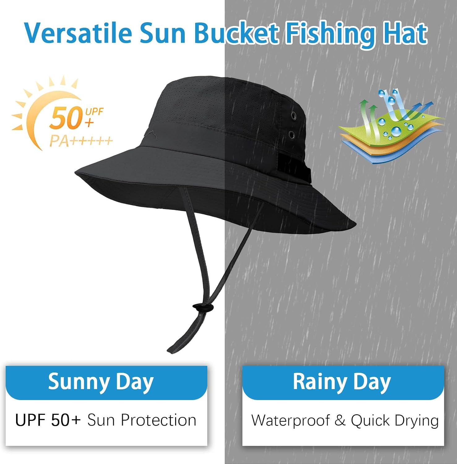 Sun Bucket Hat for Men Women Fishing Beach Safari Hats for Golf Hiking Hunting Outdoor UPF 50+ - Image 6