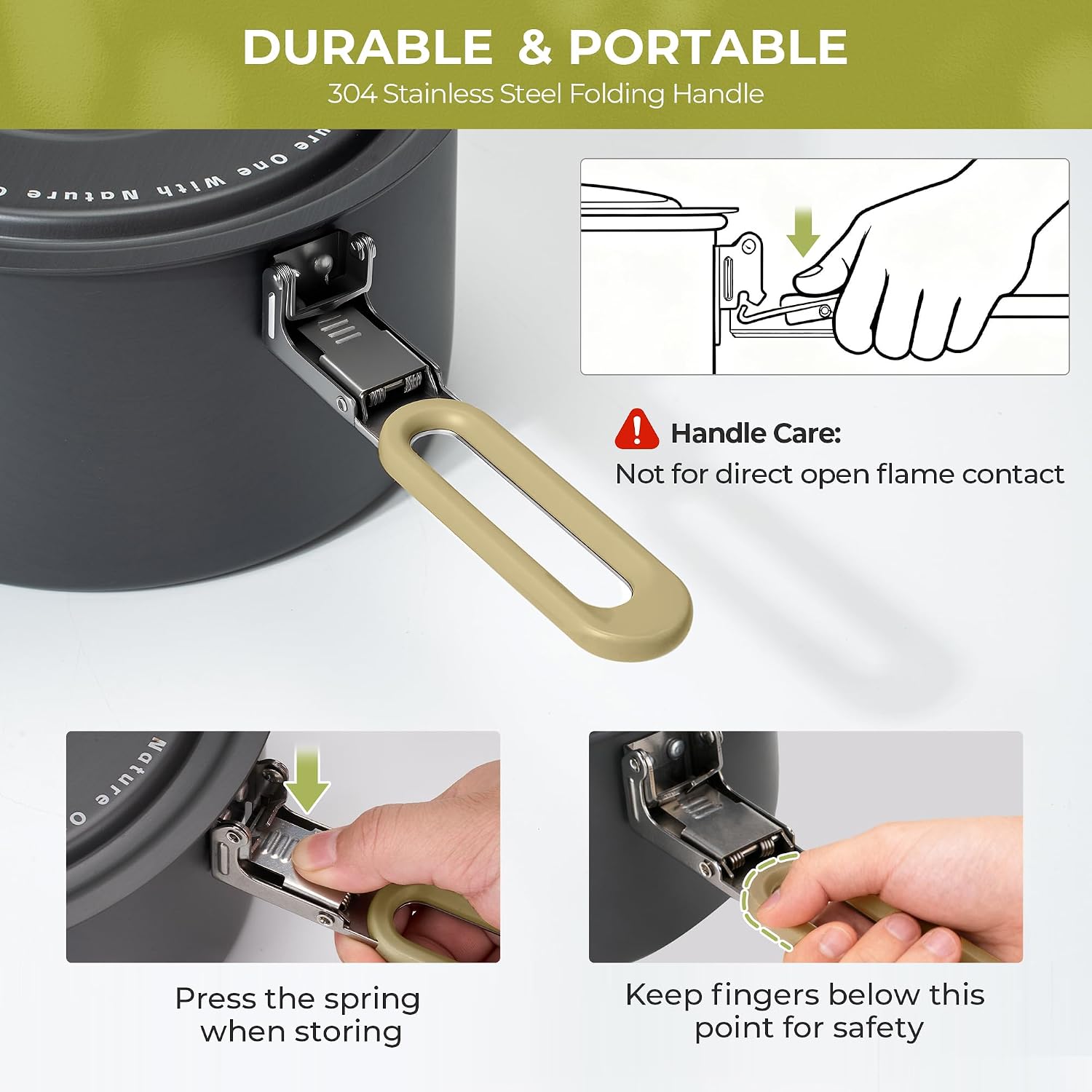 Alocs Camping Cookware Set - Lightweight Camping Pots and Pans - Portable Outdoor Cookware with Kettle - Camping Cookware Mess Kit for 2 - Image 3