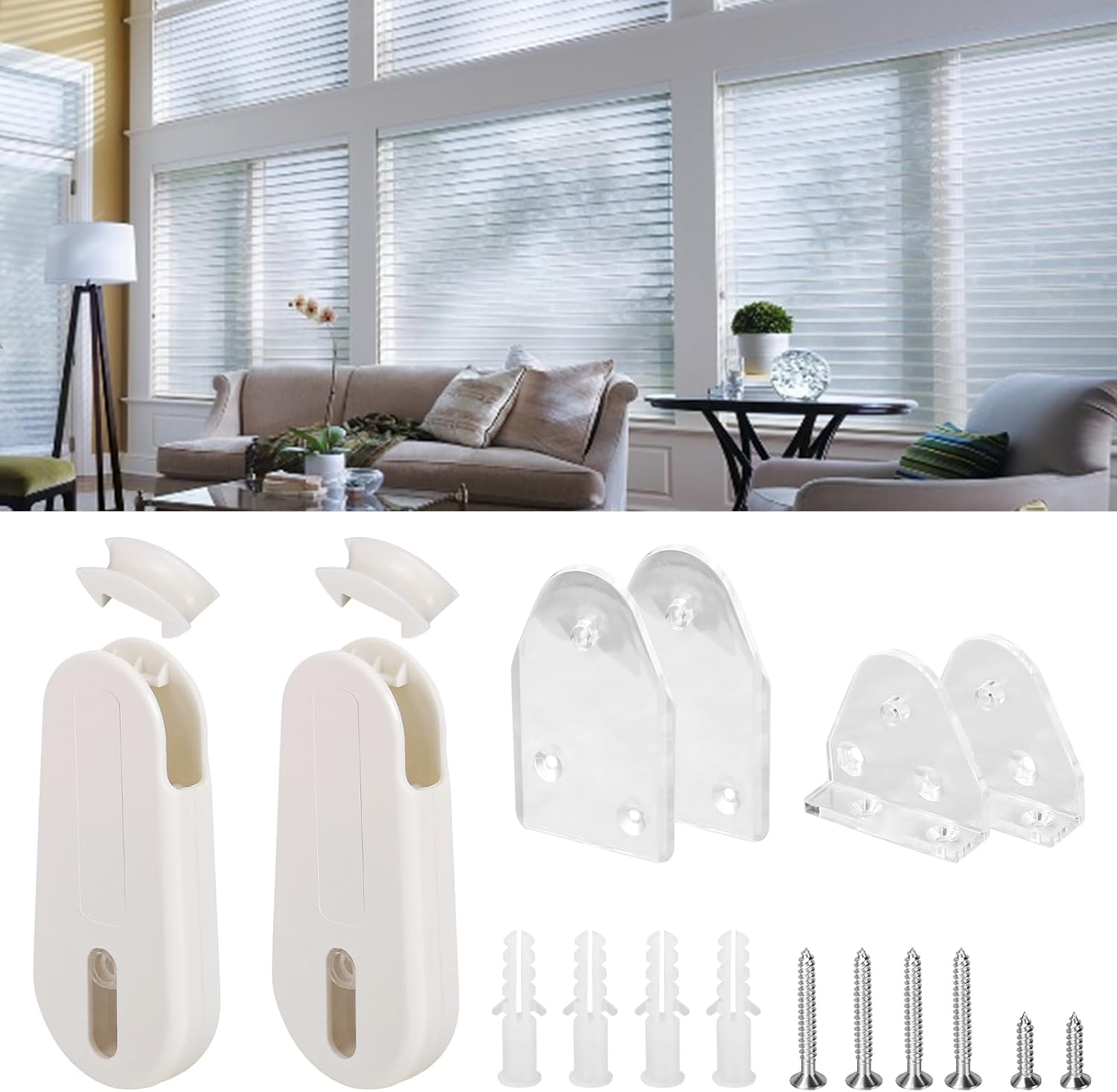 2 Sets Universal Shade Blind Cord Tension Device for Window Blinds,Fit for Hunter Douglas, Levelor, Graber & More for Required on Shades Traversing Panels and Window Treatment - Image 5