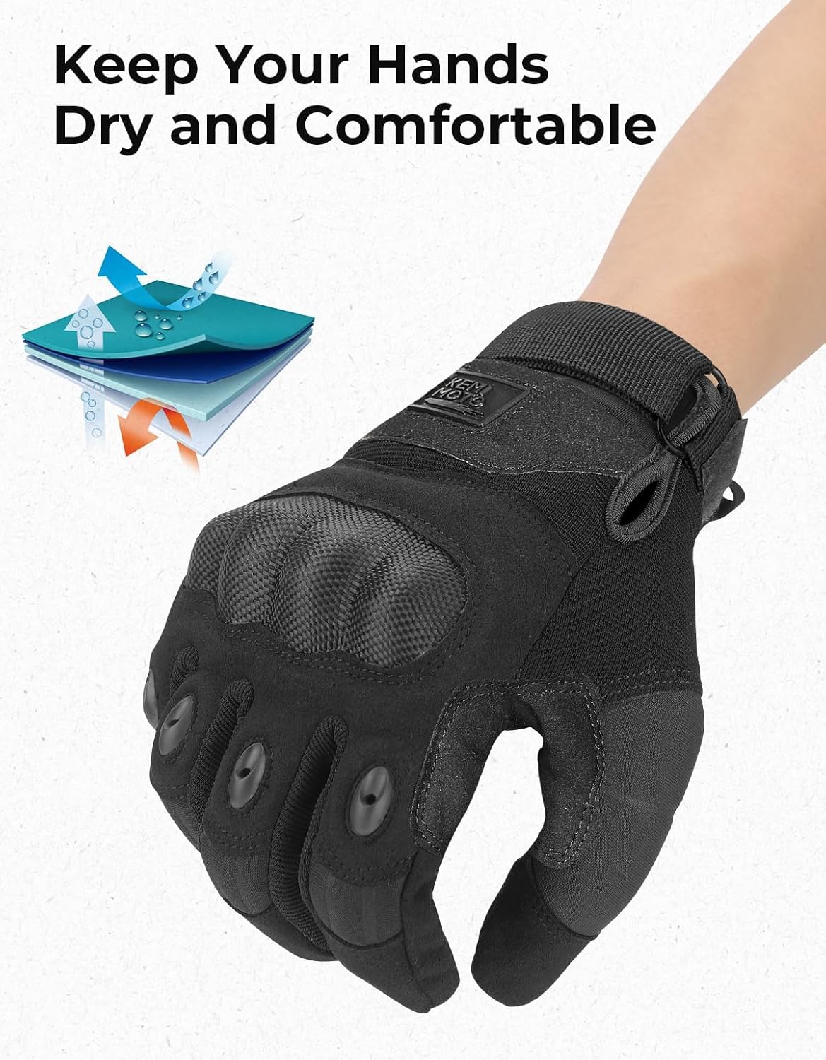 KEMIMOTO Tactical Gloves for Men, Touchscreen Motorcycle Gloves with Hard Shell & Palm Padding for Sports Motorcycle Cycling Tactical Airsoft Paintball Hunting Hiking Camping Climbing - Image 4