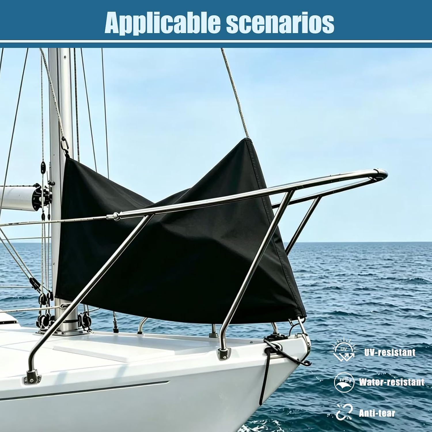Waterproof Jib Bag, Heavy Duty 600D PVC Coated Sailboat Jib Bag, Reinforced 1.5" Load-Bearing Webbing with Rope Closure, Weather Resistant Jib Sail Staybag, Fits Boats 25-30ft, 26.8" Dia (Large) - Image 2