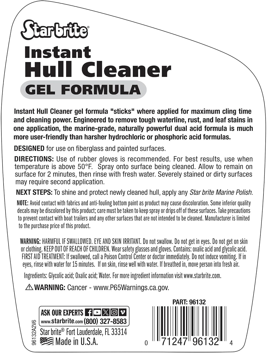 STAR BRITE Instant Hull Cleaner - 32 Oz Gel Spray - Easily Remove Stains, Scum Lines & Grime on Boat Hulls, Fiberglass, Plastic & Painted Surfaces - Easy to Use Formula (096132) - Image 2