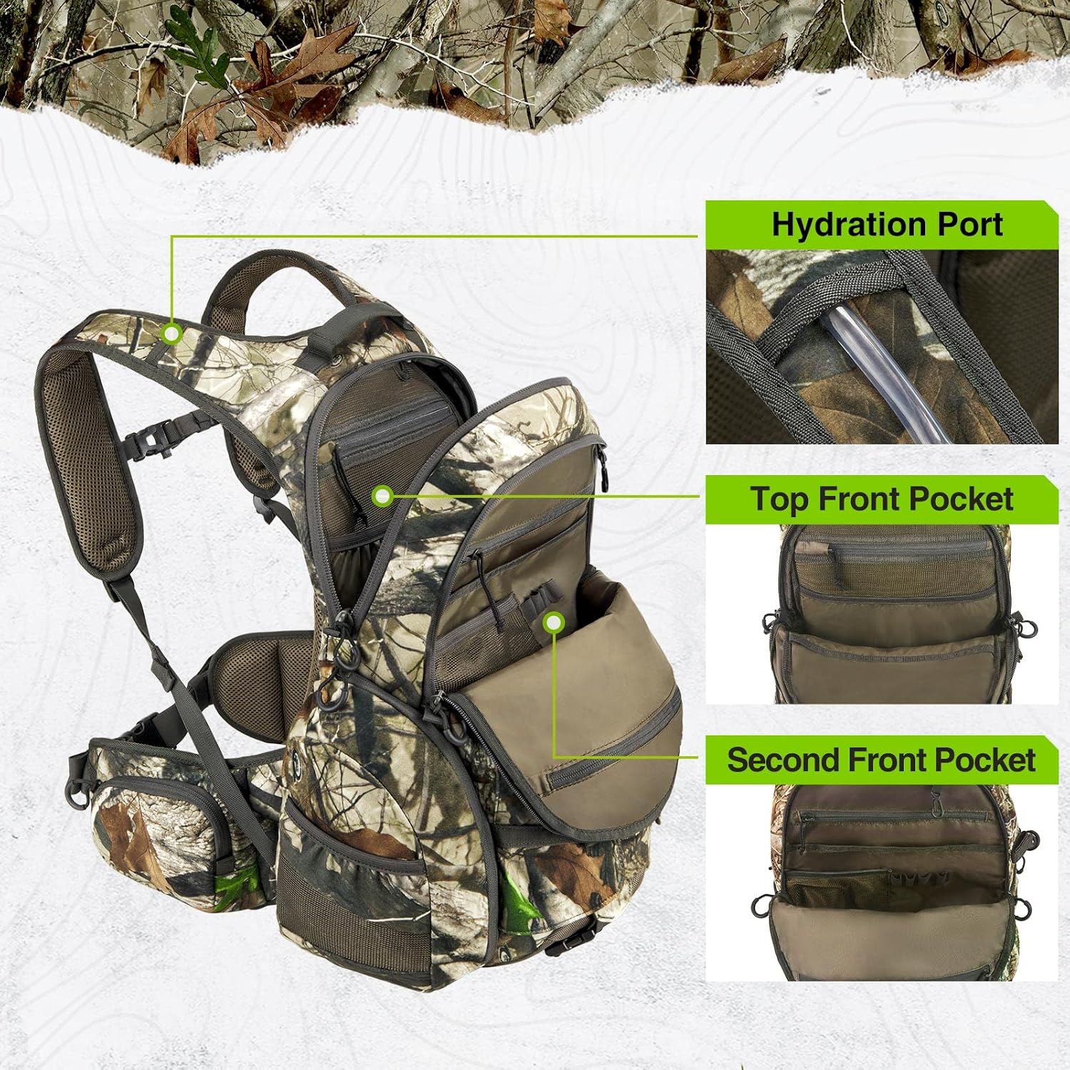 TIDEWE Hunting Backpack, Waterproof Camo Hunting Pack with Rain Cover, Long-Lasting Large Capacity Hunting Day Pack for Rifle Bow Gun (Next Camo G2) - Image 5
