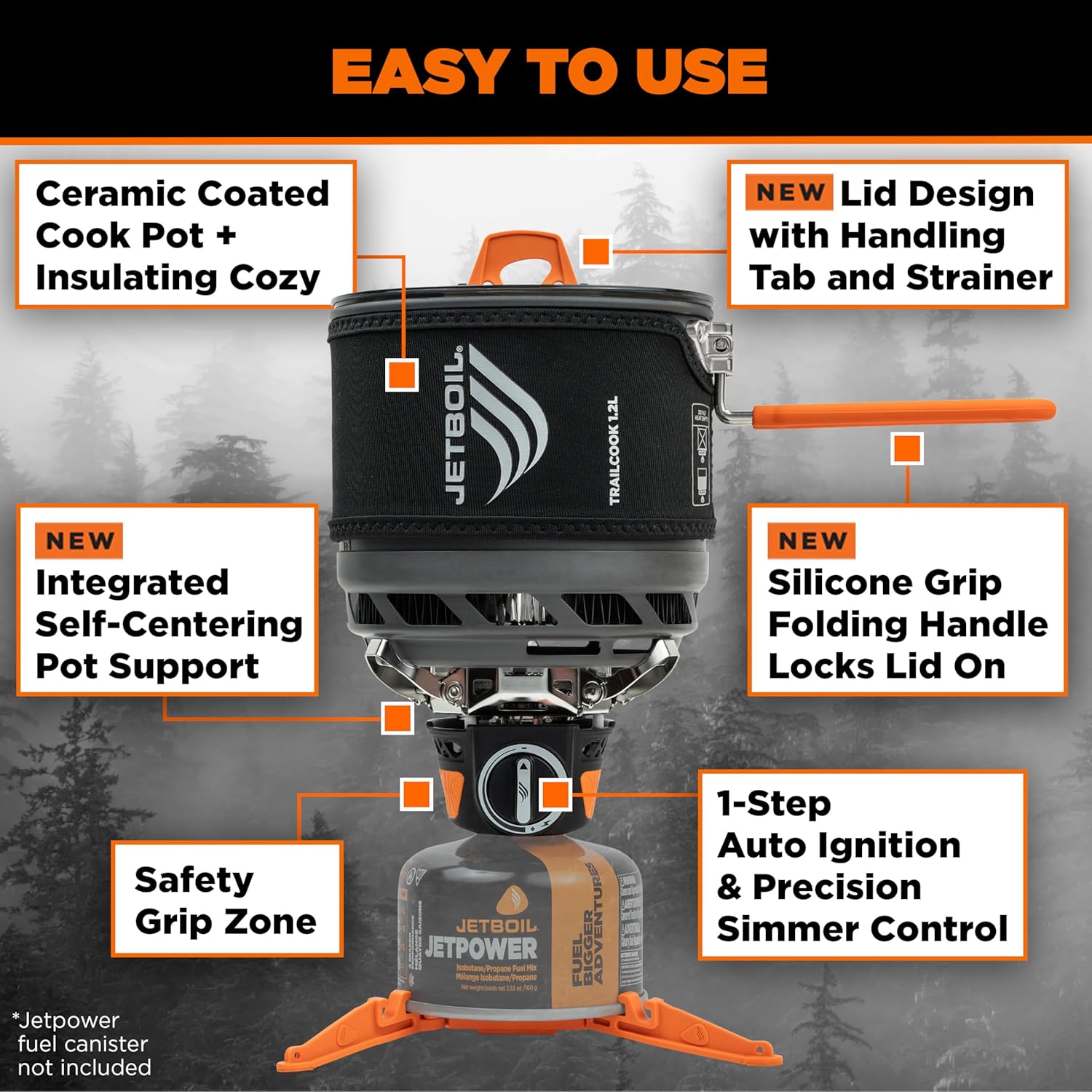 Jetboil TrailCook 1.2L Camping and Backpacking Stove Cooking System with Adjustable Heat Control, New for 2026 - Image 5