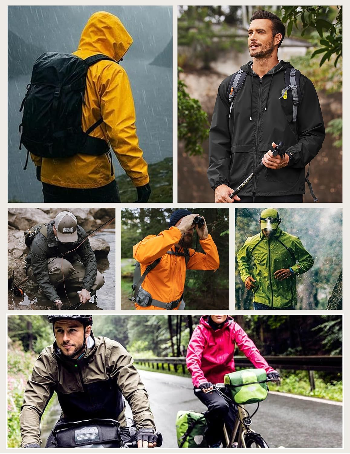 COOFANDY Mens Packable Rain Jacket Lightweight Waterproof Raincoat with Hood Outdoor Rain Gear Travel Hiking Cycling - Image 6