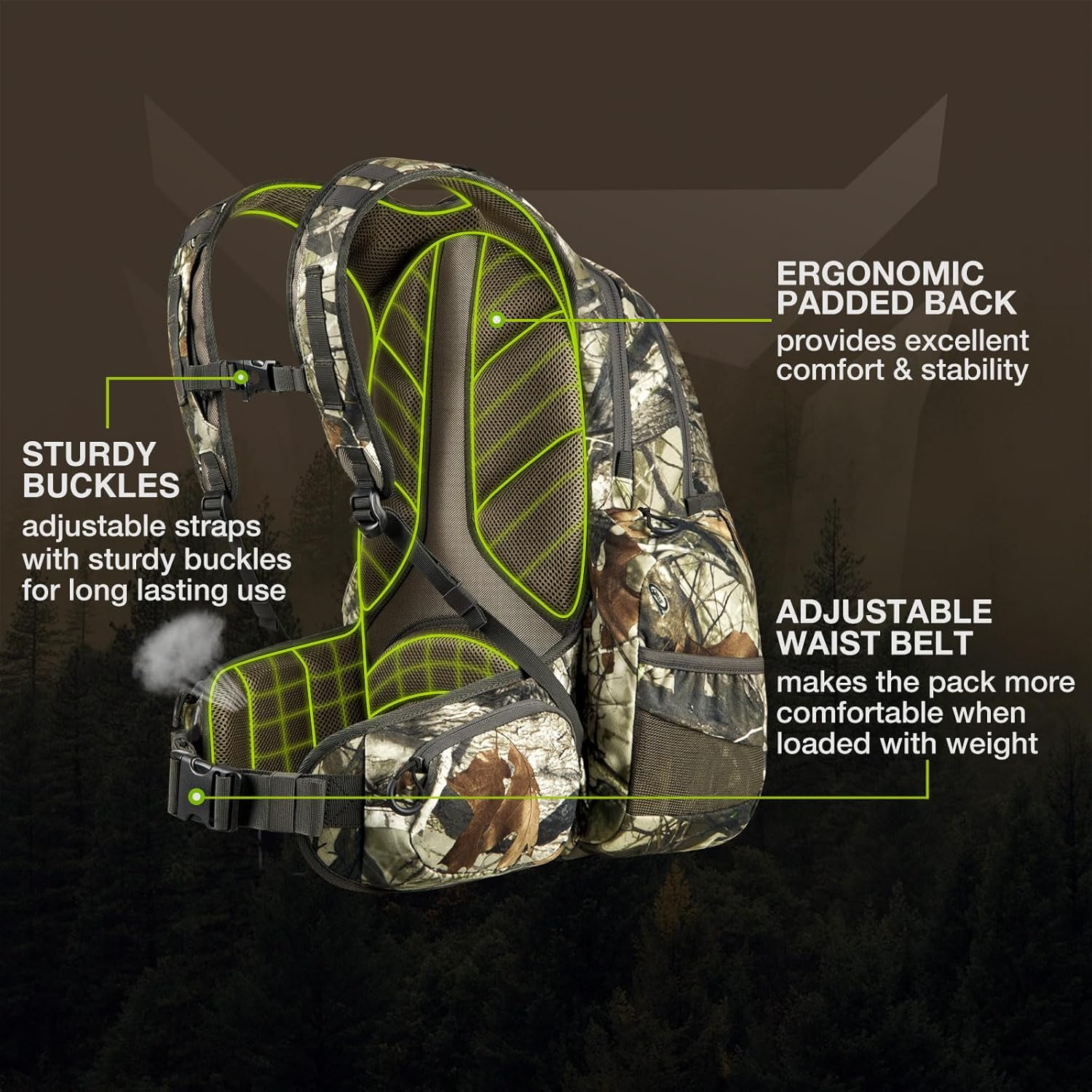 TIDEWE Hunting Backpack, Waterproof Camo Hunting Pack with Rain Cover, Long-Lasting Large Capacity Hunting Day Pack for Rifle Bow Gun (Next Camo G2) - Image 7