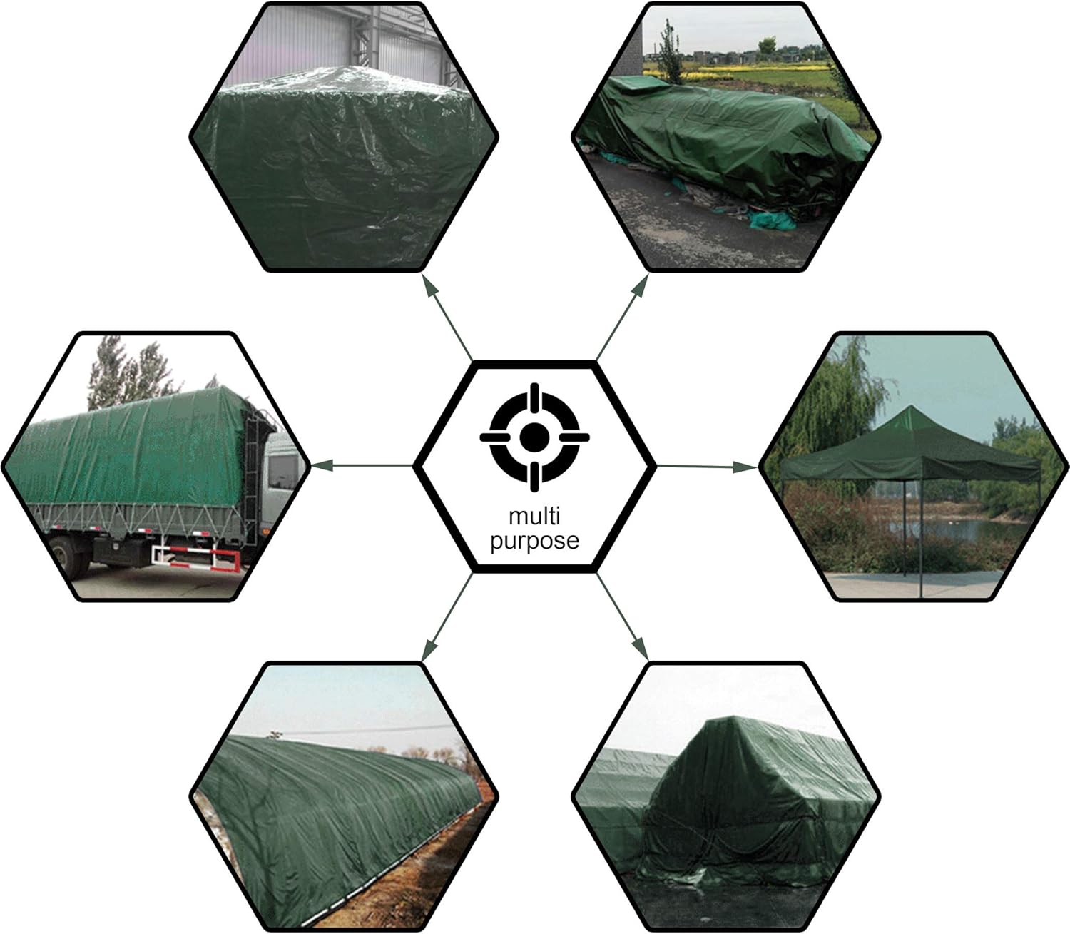 CARTMAN Finished Size 8x10 Feet Waterproof Green Tarp 8 Mil Thick, Multipurpose Protective Cover for Emergency Rain Shelter Camping Tarpaulin - Image 2