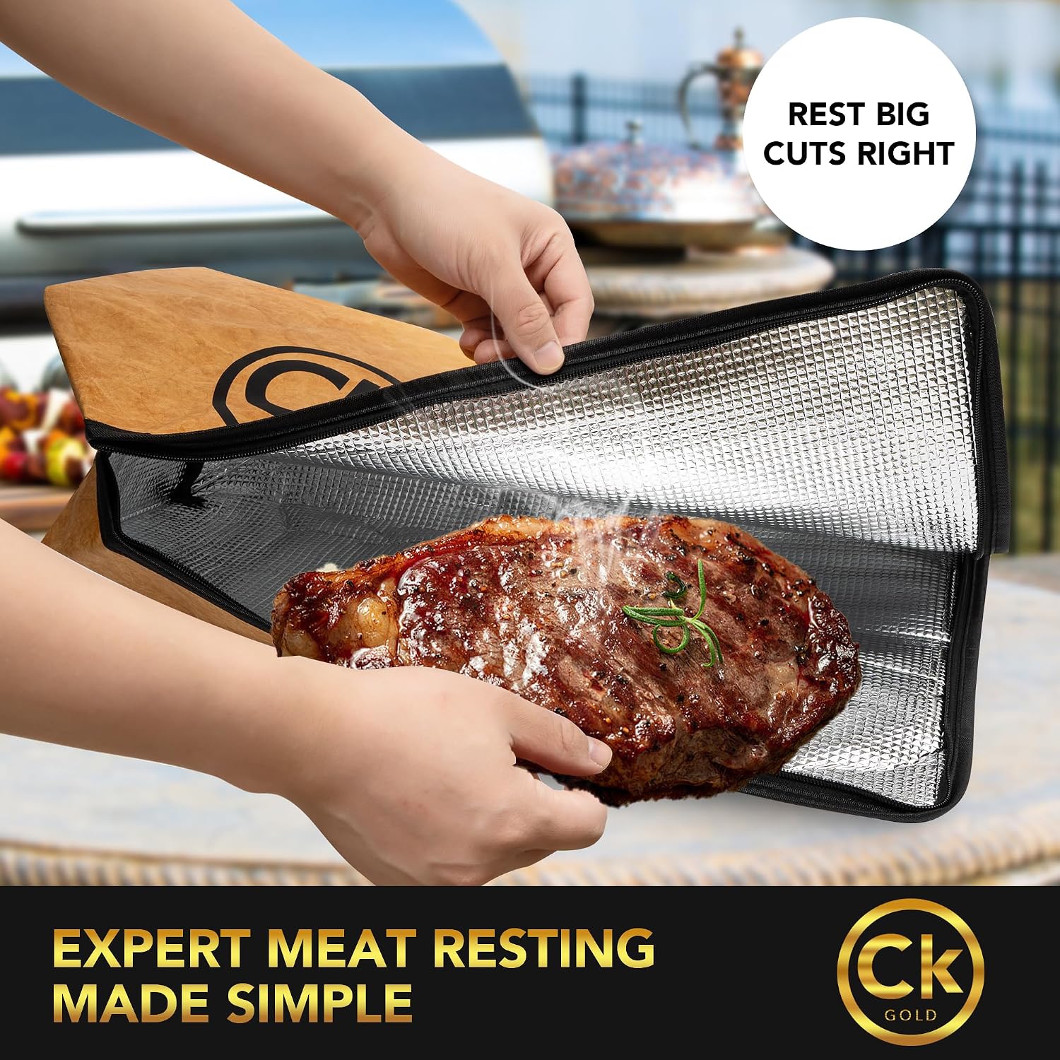 New Extra LARGE Collapsible BBQ Prep Tub with LOCKING LID & Meat Resting Bag - BPA Free Cutting Board with Lid, Leak Free, Strong Drain Hole for Meal Prep, Marinating, Grilling & Food Storage (Orange) - Image 2