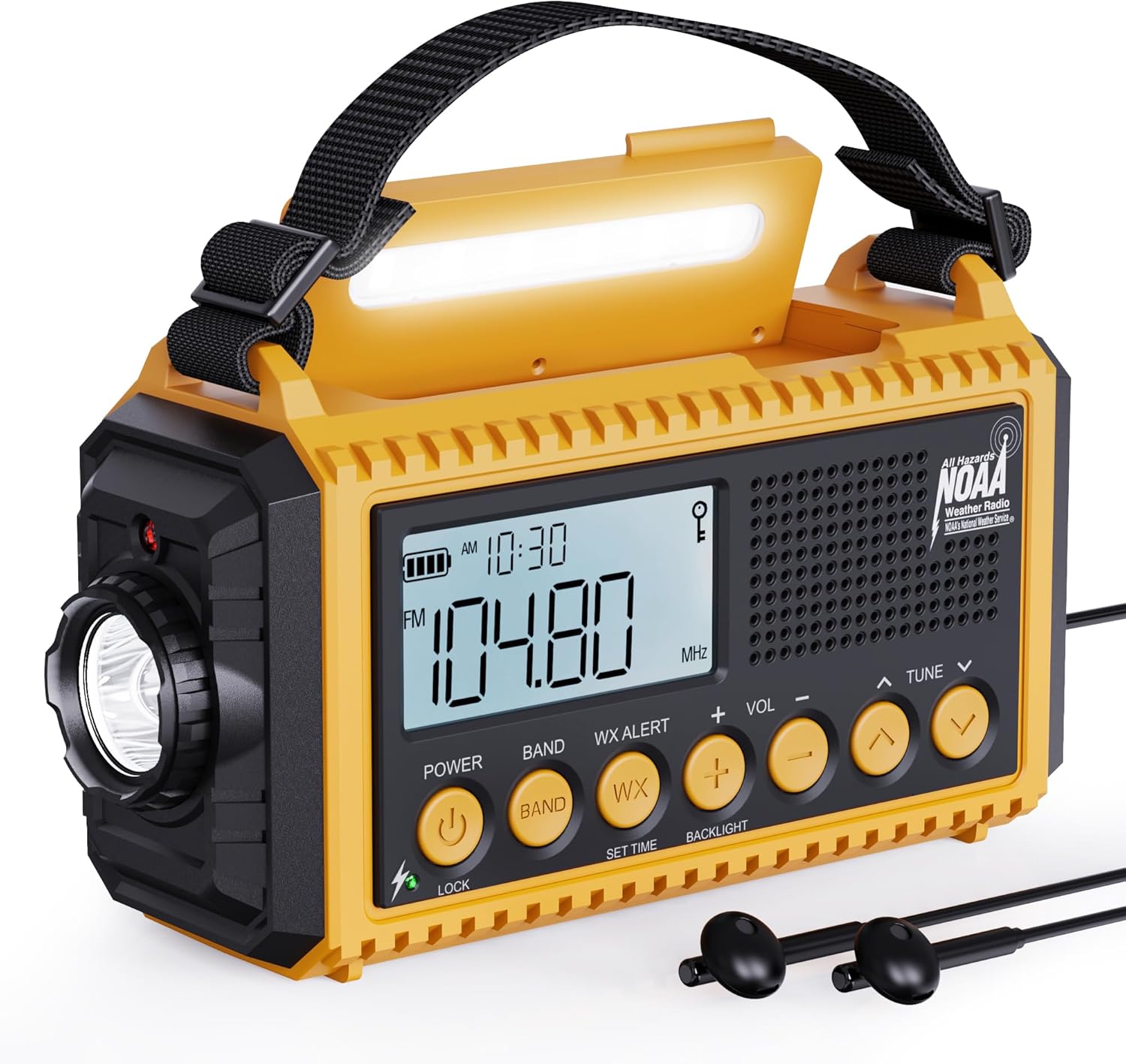 Emergency Radio Hand Crank NOAA Weather Alert/AM/FM/SW, 5000mAh Rechargeable Battery Powered Solar, Portable with 2-Mode LED Flashlight, SOS Alarm