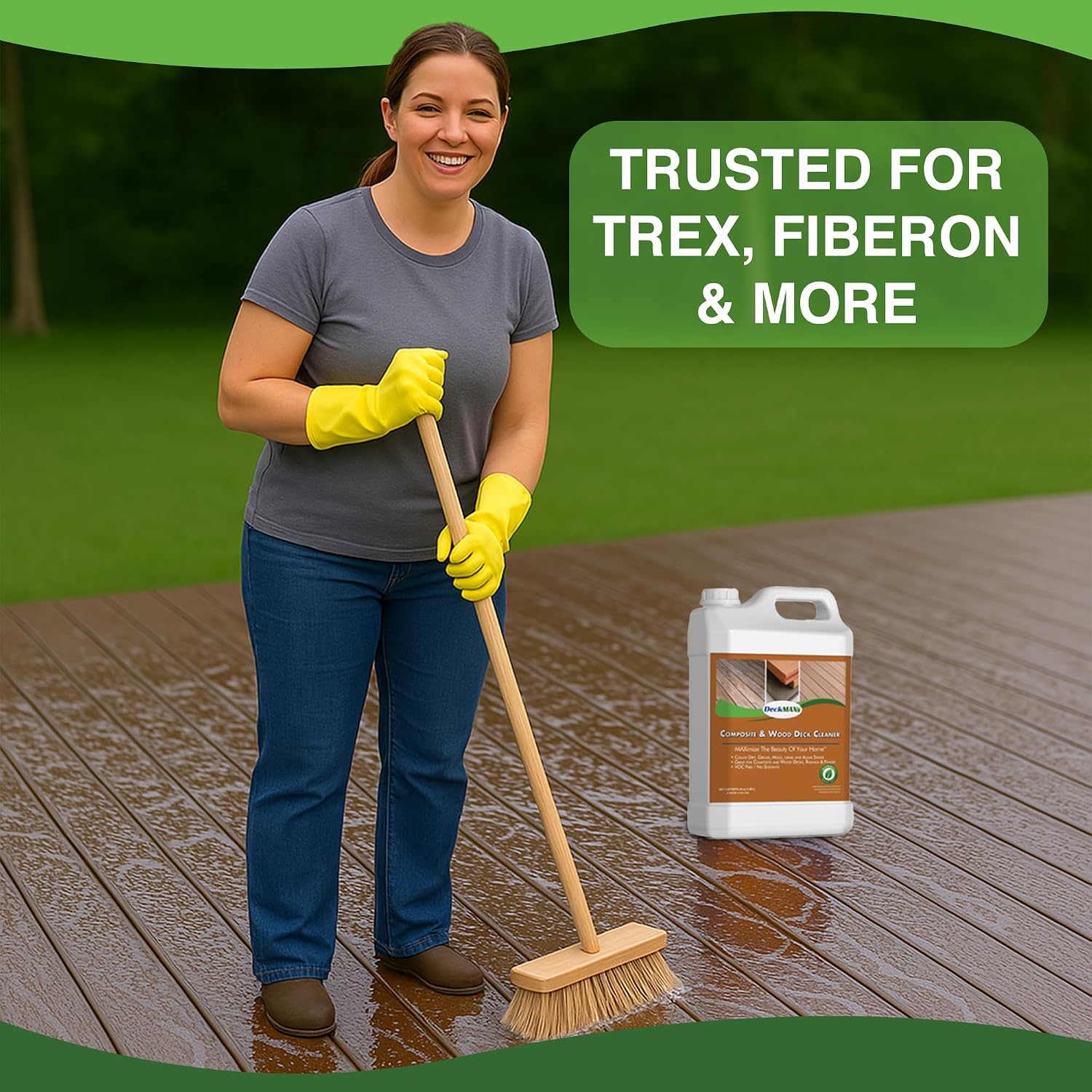 DeckMax Premium Deck Cleaner Kit | Deck Cleaner and Mildew Remover | Cleans up to 1,500 Sq. Ft. | Safe for Trex, Timbertech & Wood Decking | Powerful & Eco-Friendly Deck's Cleaning Solution - Image 3