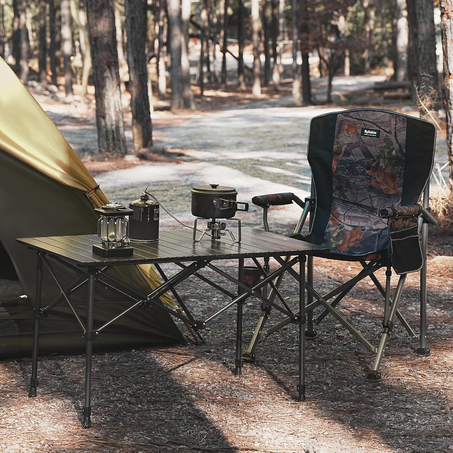 Byliable Camping Table Folding Portable Camp Aluminum Fold Up Lightweight Roll Up Table Adjustable Height with Carry Bag Indoor Outdoor for Camping, Picnic, Backyard, BBQ, Patio, Black - Image 2