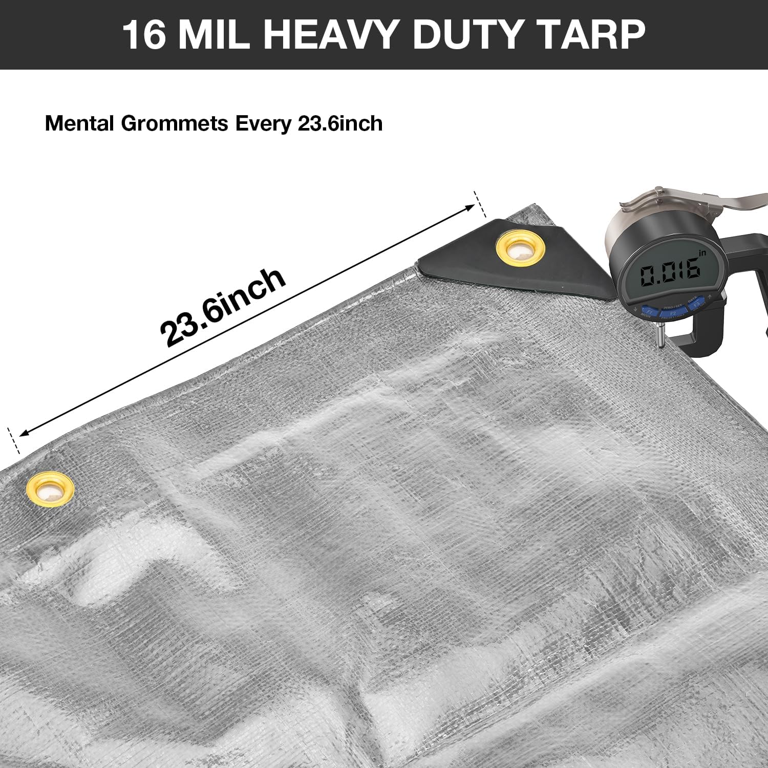 Pattiumo Tarp Waterproof 10 X 12 FT 16 Mil Heavy Duty Tarp Multipurpose Tarps Heavy Duty Waterproof Protective Cover UV All Weather Resistant for Shelter Camping, Silver/Black - Image 3
