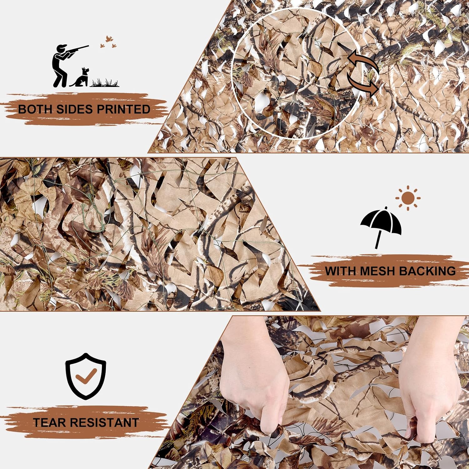 Camo Netting Camouflage Netting with Mesh Backing Military Camo Nets Sunshade Fence Tarp Net Lightweight Great for Duck Hunting Blind Shooting Photography - Image 3