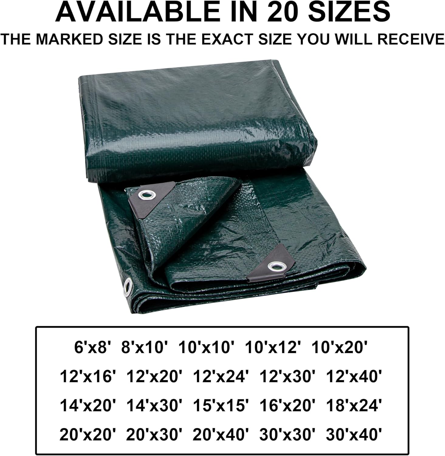 CARTMAN Finished Size 8x10 Feet Waterproof Green Tarp 8 Mil Thick, Multipurpose Protective Cover for Emergency Rain Shelter Camping Tarpaulin - Image 6
