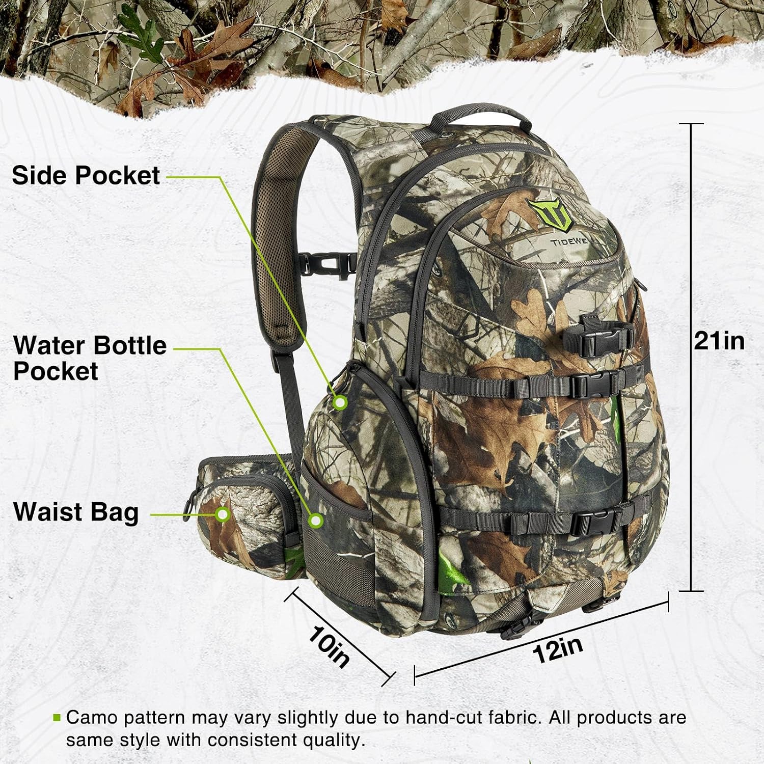 TIDEWE Hunting Backpack, Waterproof Camo Hunting Pack with Rain Cover, Long-Lasting Large Capacity Hunting Day Pack for Rifle Bow Gun (Next Camo G2) - Image 3