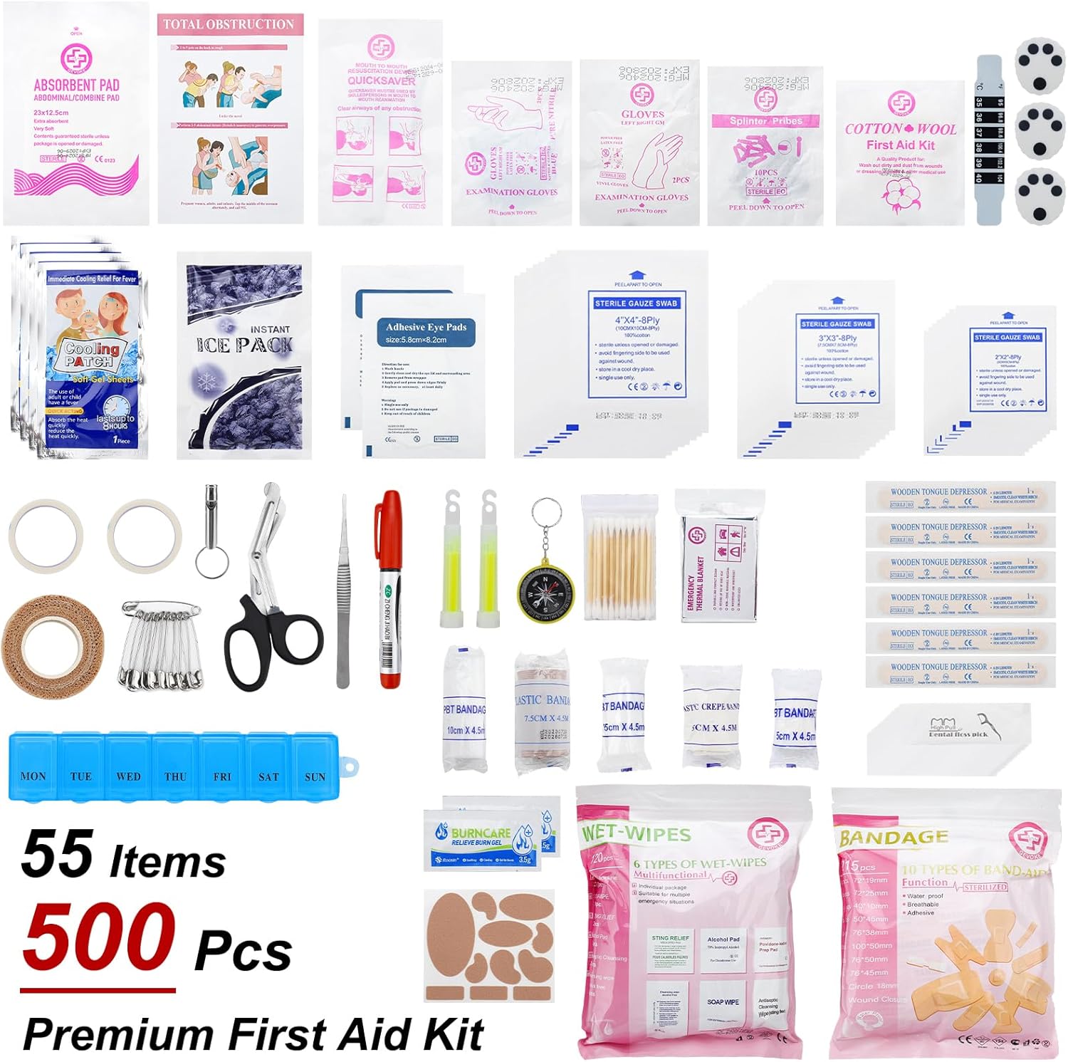 GEVOKE Professional 500 Piece Emergency First Aid Kit for Home, Car, Travel, Camping, Truck, Hiking, Sports, Office, Vehicle & Outdoor Emergencies - Emergency Medical Kit, Large First Aid Kit Survival - Image 3