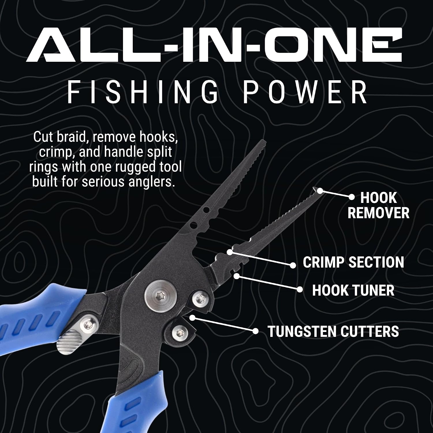 Reaction Tackle Fishing Pliers 7" & 9" Stainless Steel - Split Ring or Straight Nose Pliers with Braid Cutter, Hook Remover & Crimper - Teflon Coated Saltwater Fishing Pliers with Sheath & Lanyard - Image 7