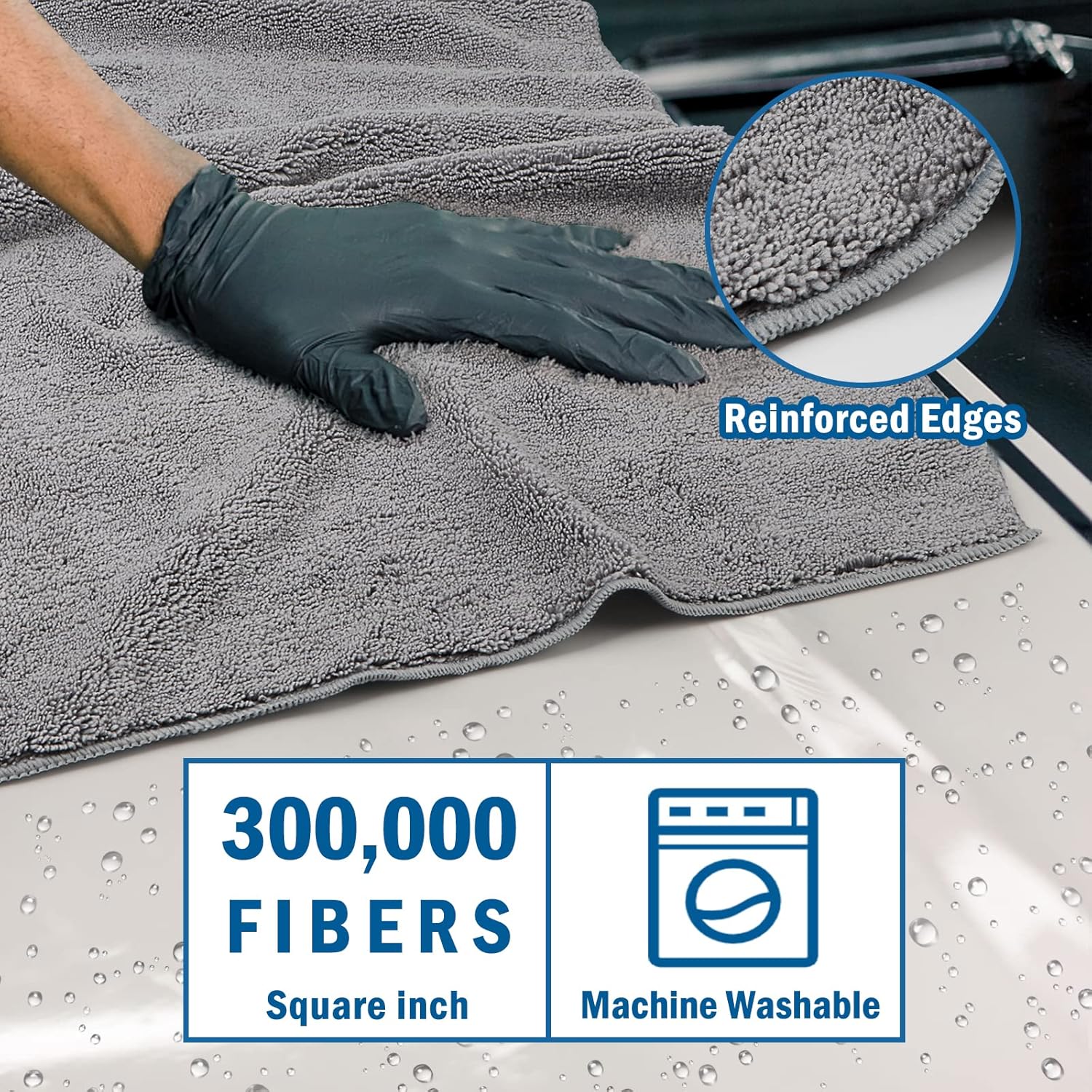 HOMEXCEL Professional Large Microfiber Car Drying Towels 2 Pack, Lint Free, Scratch Free, Highly Absorbent Drying Towel for Cars, SUVs, RVs, Trucks, and Boats,31" x 24",Grey - Image 2