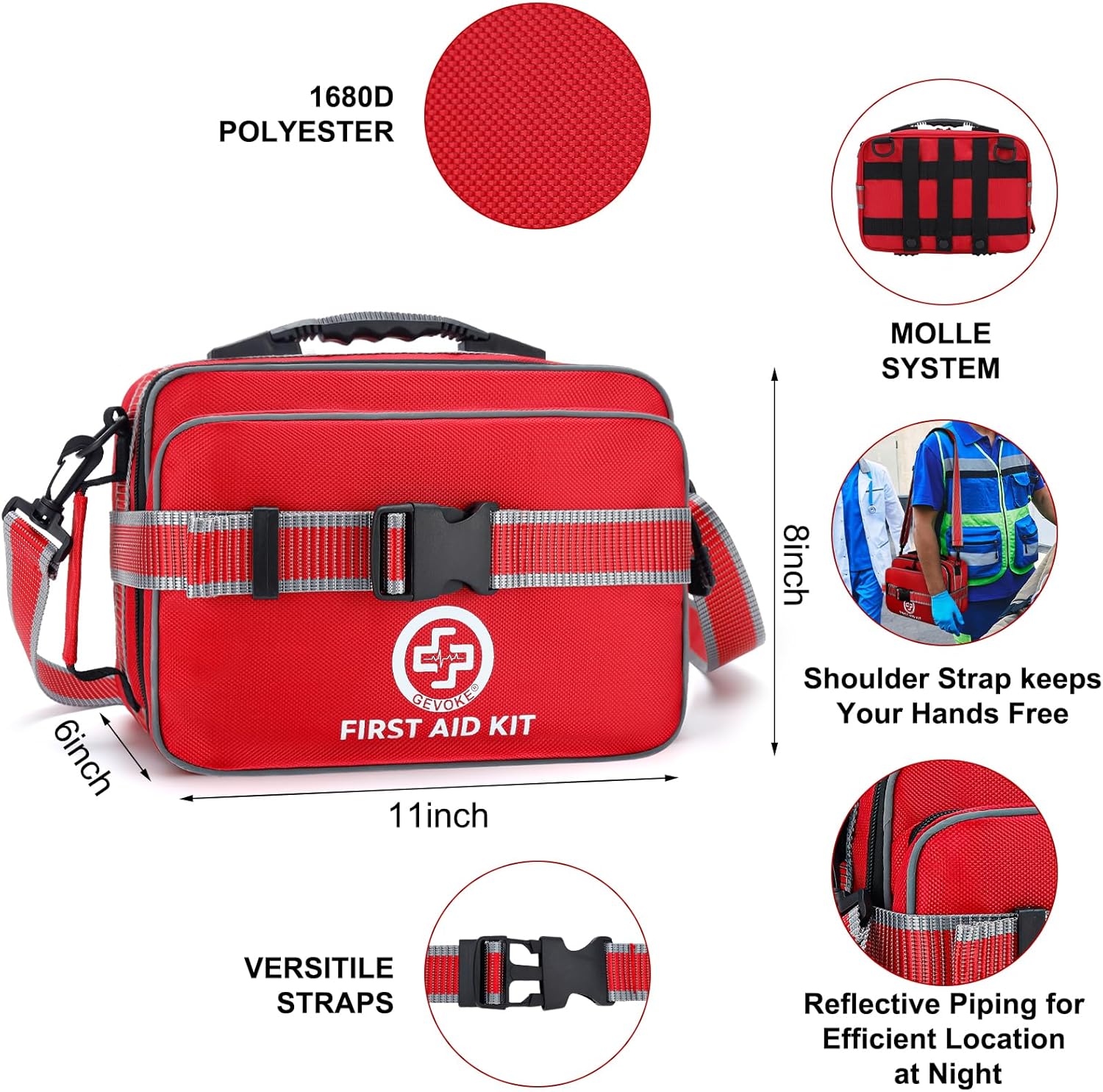 GEVOKE Professional 500 Piece Emergency First Aid Kit for Home, Car, Travel, Camping, Truck, Hiking, Sports, Office, Vehicle & Outdoor Emergencies - Emergency Medical Kit, Large First Aid Kit Survival - Image 5