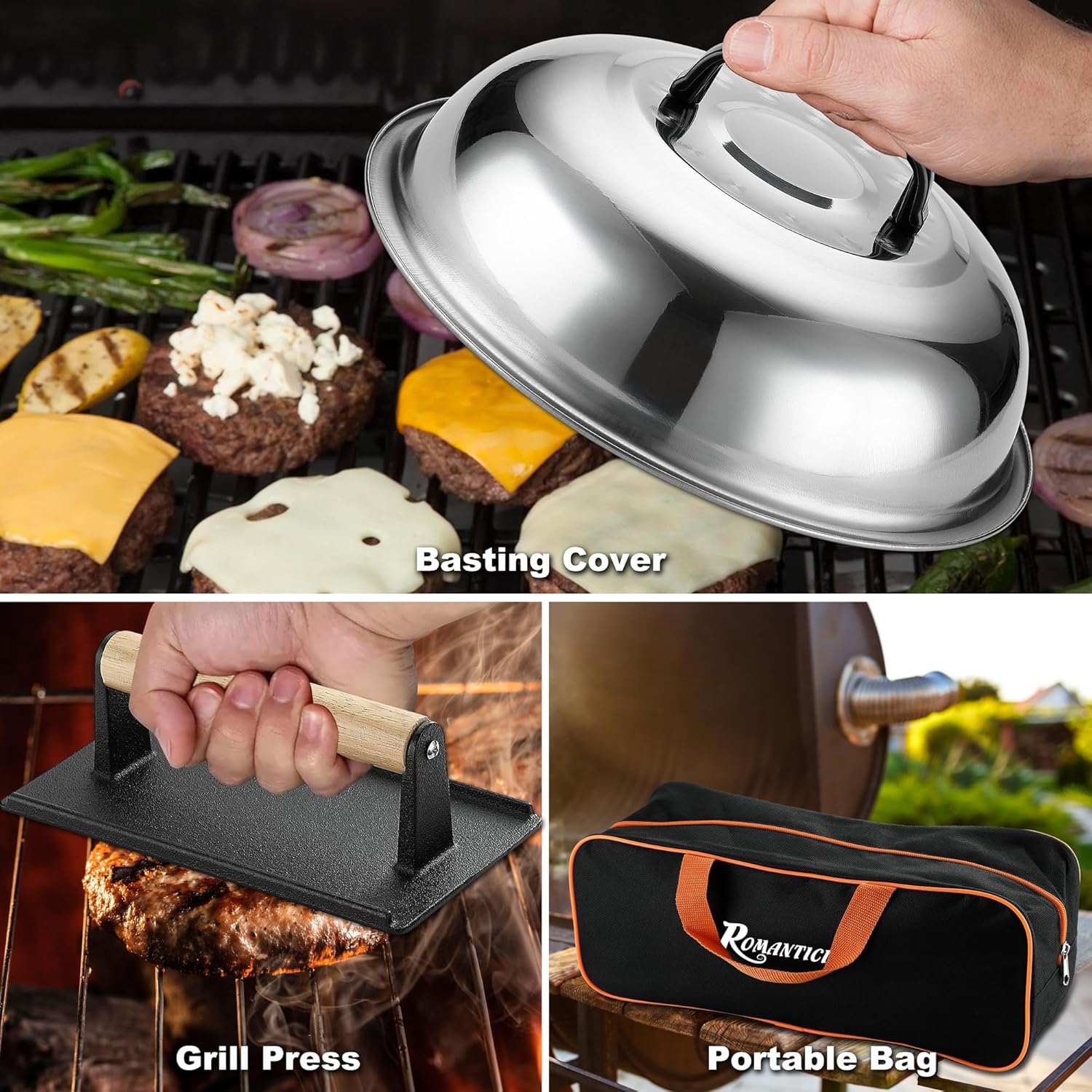 ROMANTICIST 29PCS Griddle Accessories Set - Flat Top Teppanyaki Spatula Set with Scraper, Basting Cover for Camp Chef- Home Cooking Griddle and Outdoor BBQ Gifts for Christmas - Image 3