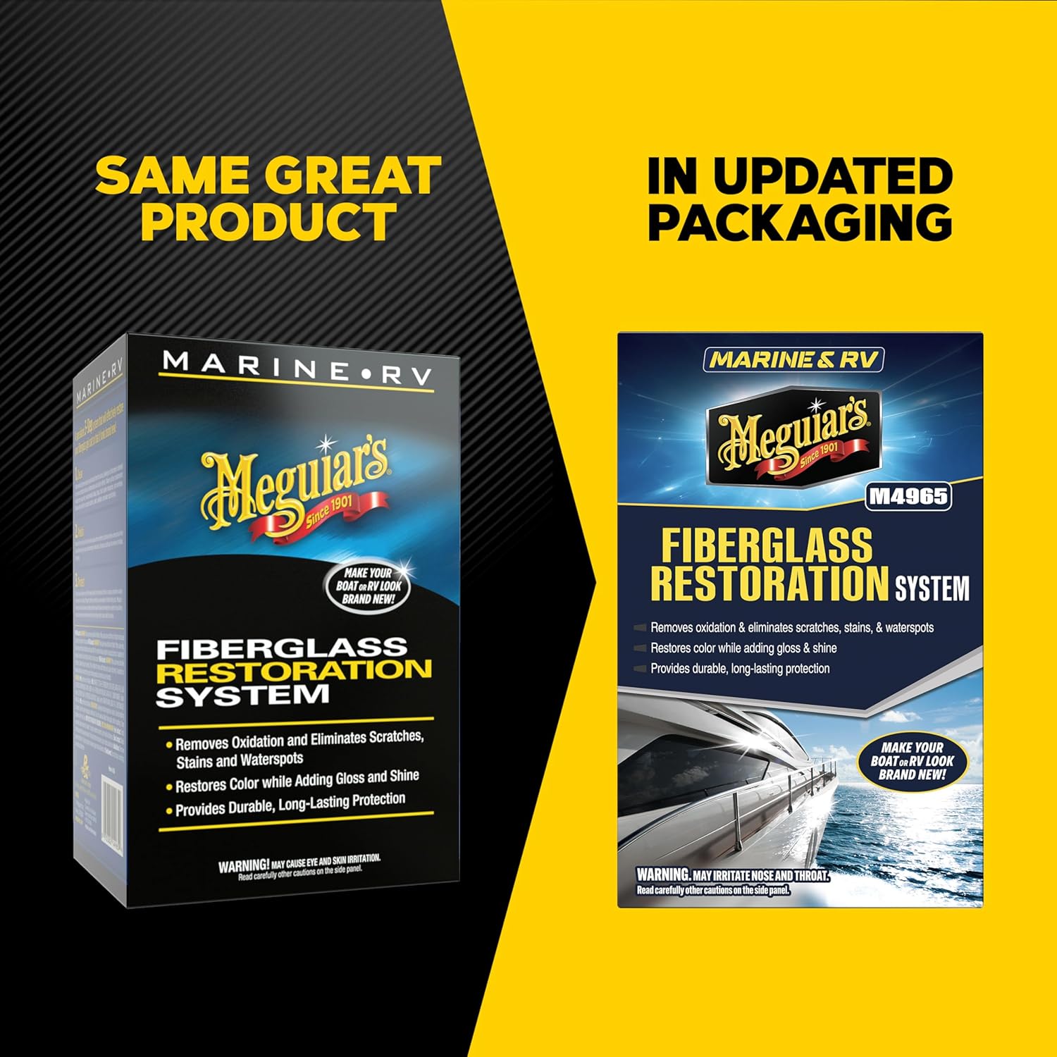 Meguiar's M4965 Marine/RV Fiberglass Restoration System, 3-Piece Marine Fiberglass Repair Kit Featuring Oxidation Remover for Boat Care Plus Boat Polish and Wax - Image 2