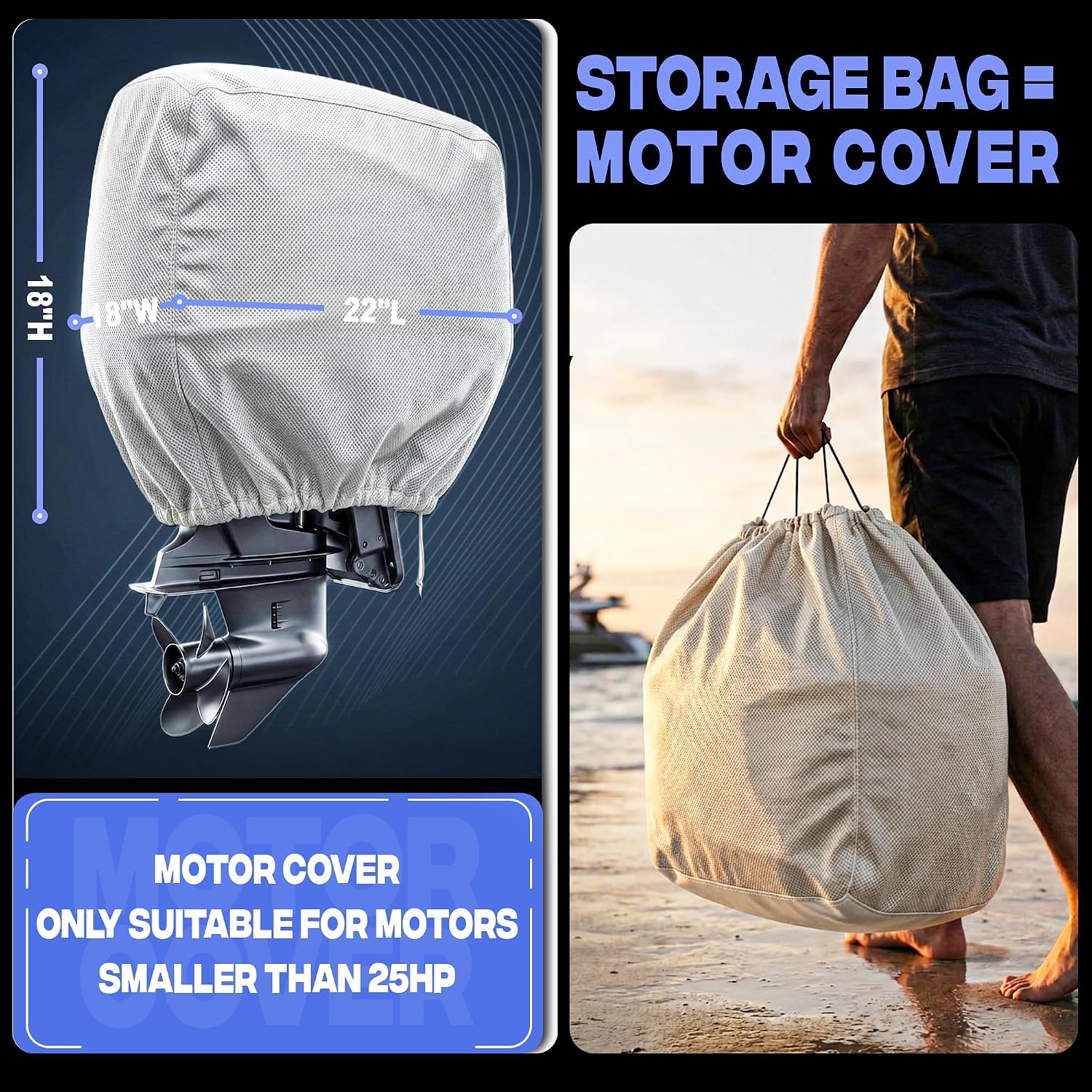FOCEAN 1200D Boat Cover 15-17ft, Waterproof Heavy Duty Marine Tarp Gray Cover, Fits Bass, V-Hull, Tri-Hull, Runabout Fish Ski Boats with Storage Bag - Image 6