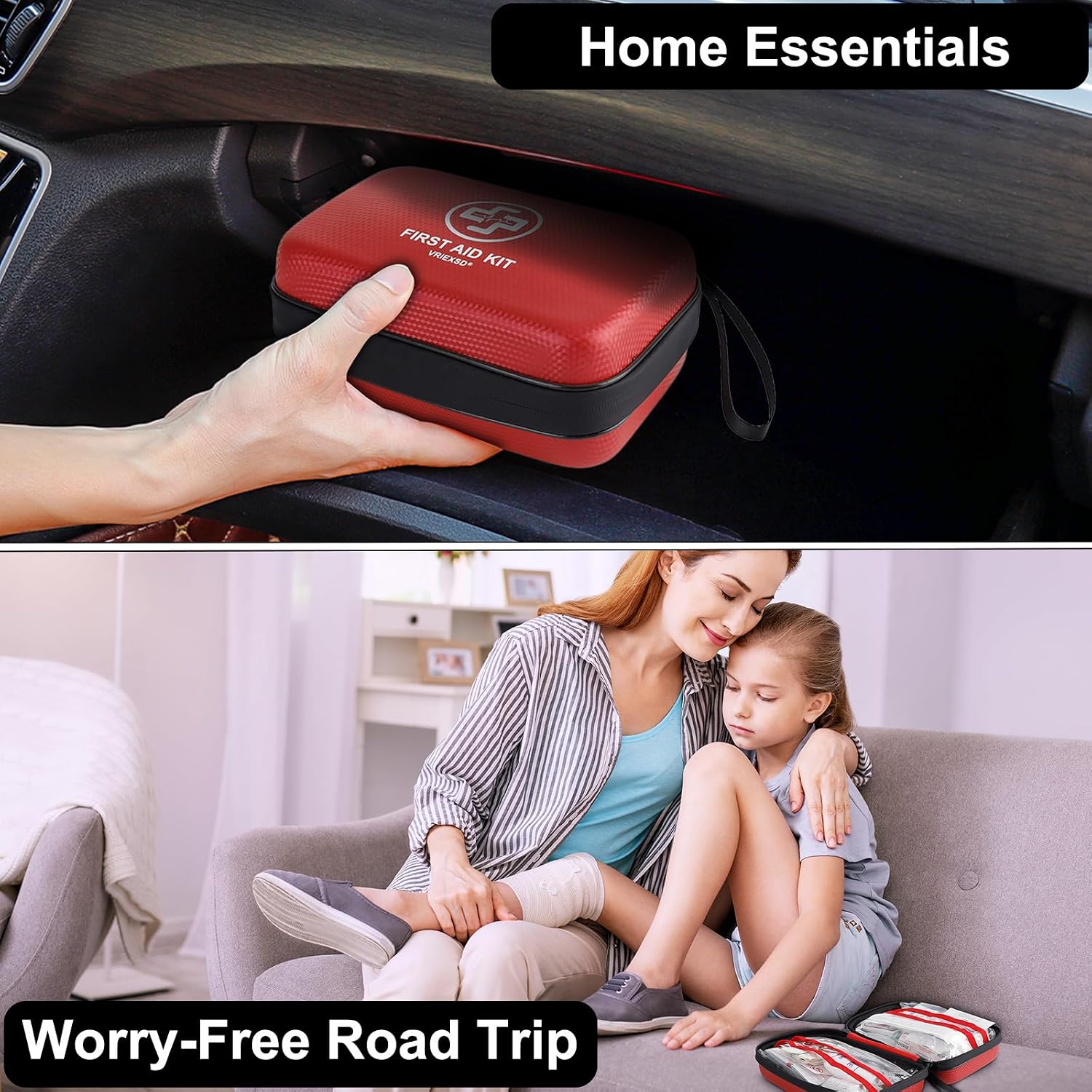 VRIEXSD Premium First Aid Kit, 320 Piece Waterproof Hard Shell Eva First Aid Kit for Home, Camping, Cars, Hiking, Travel, Businesses & Outdoor Emergencies - Emergency Medical Kits (Red) - Image 5