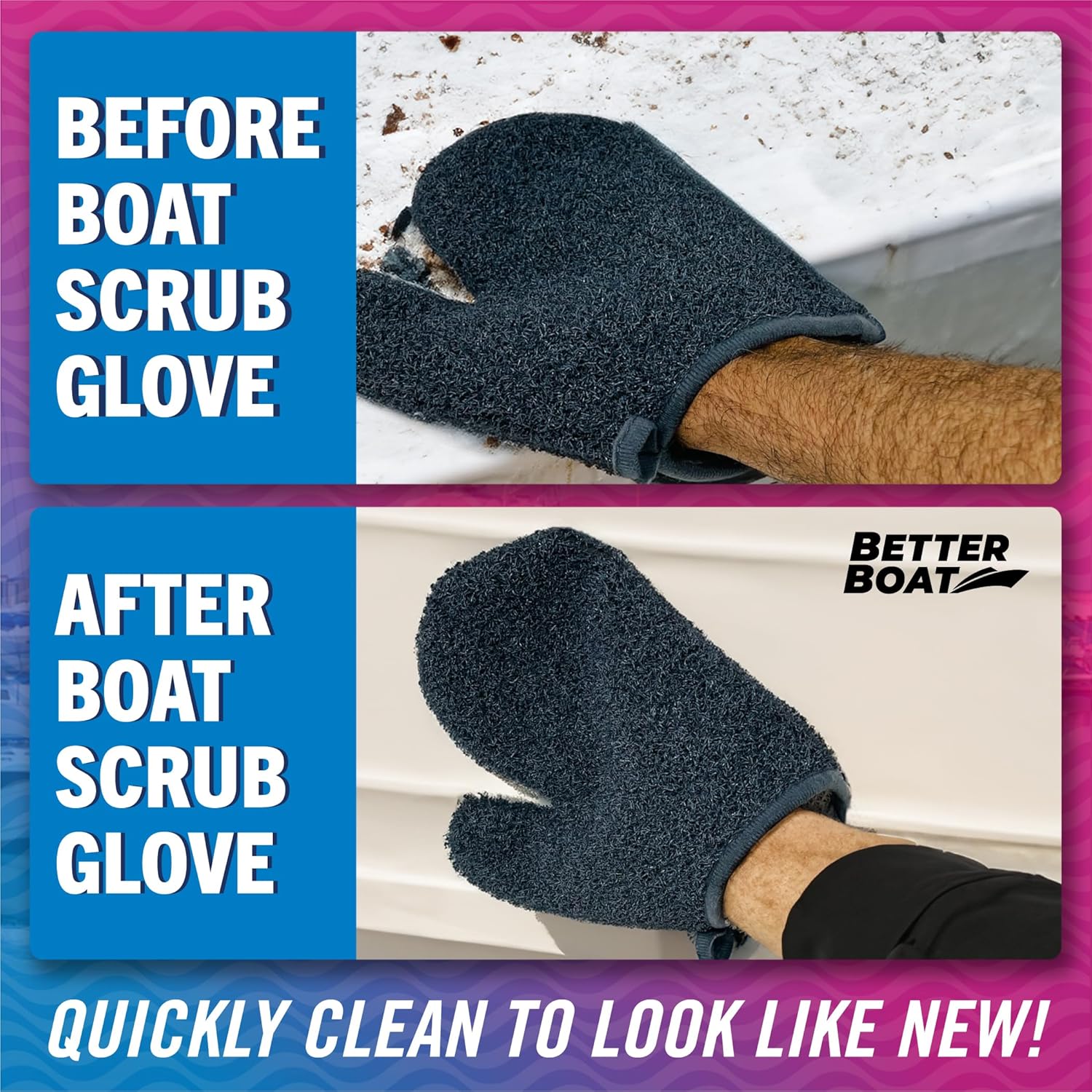 Boat Scrubbing Brush Glove, Heavy-Duty Deck and Hull Scrub Mitt for Floors, Aluminum, Pontoon, Marine and Fishing Boat Accessories - Image 2