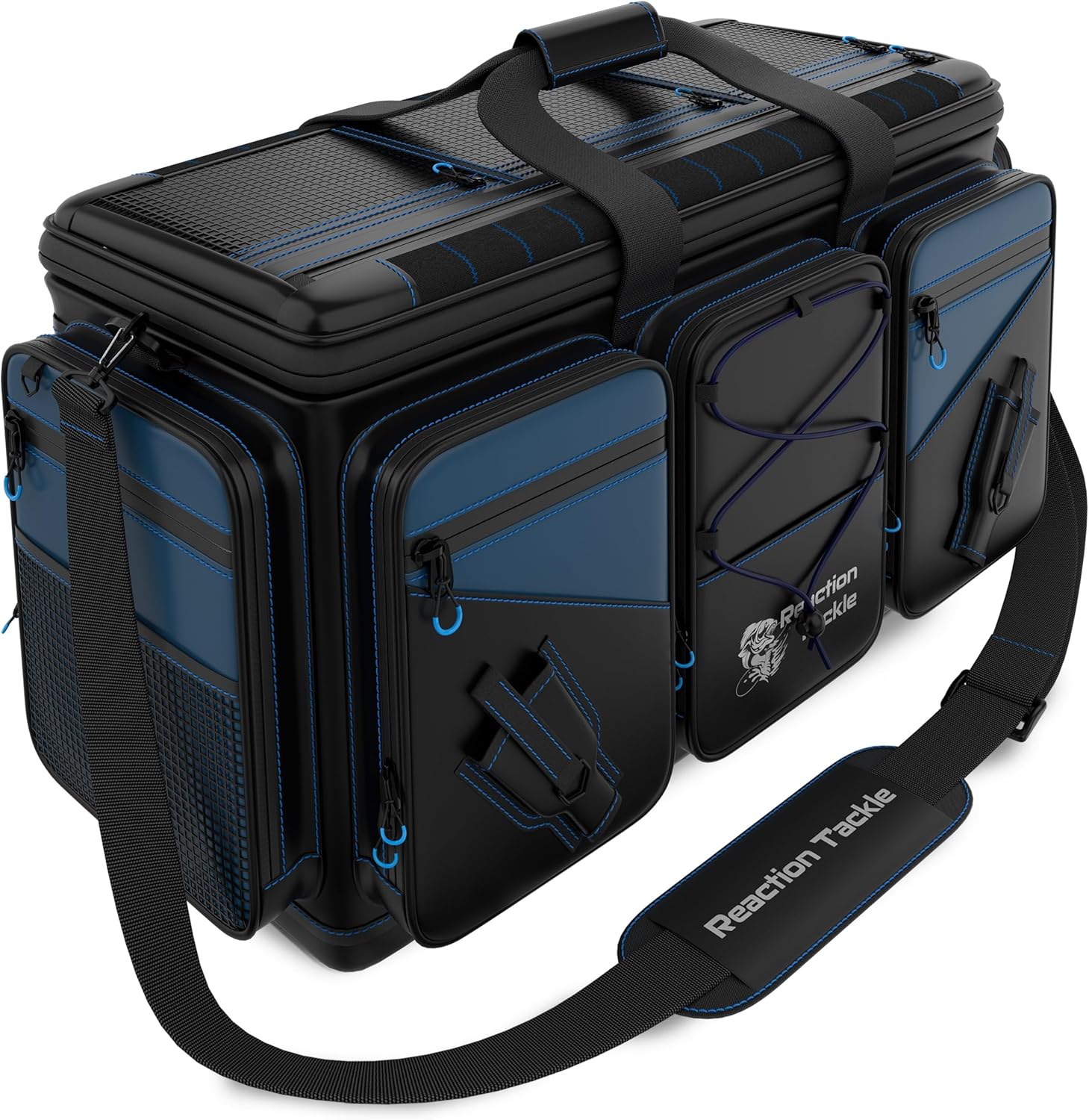 Reaction Tackle Fishing Tackle Bag – Salt Water Resistant Fishing Bag, 1000D PVC Waterproof Material, Tackle Box Organizer with Dividers for 3600 or 3700 Trays
