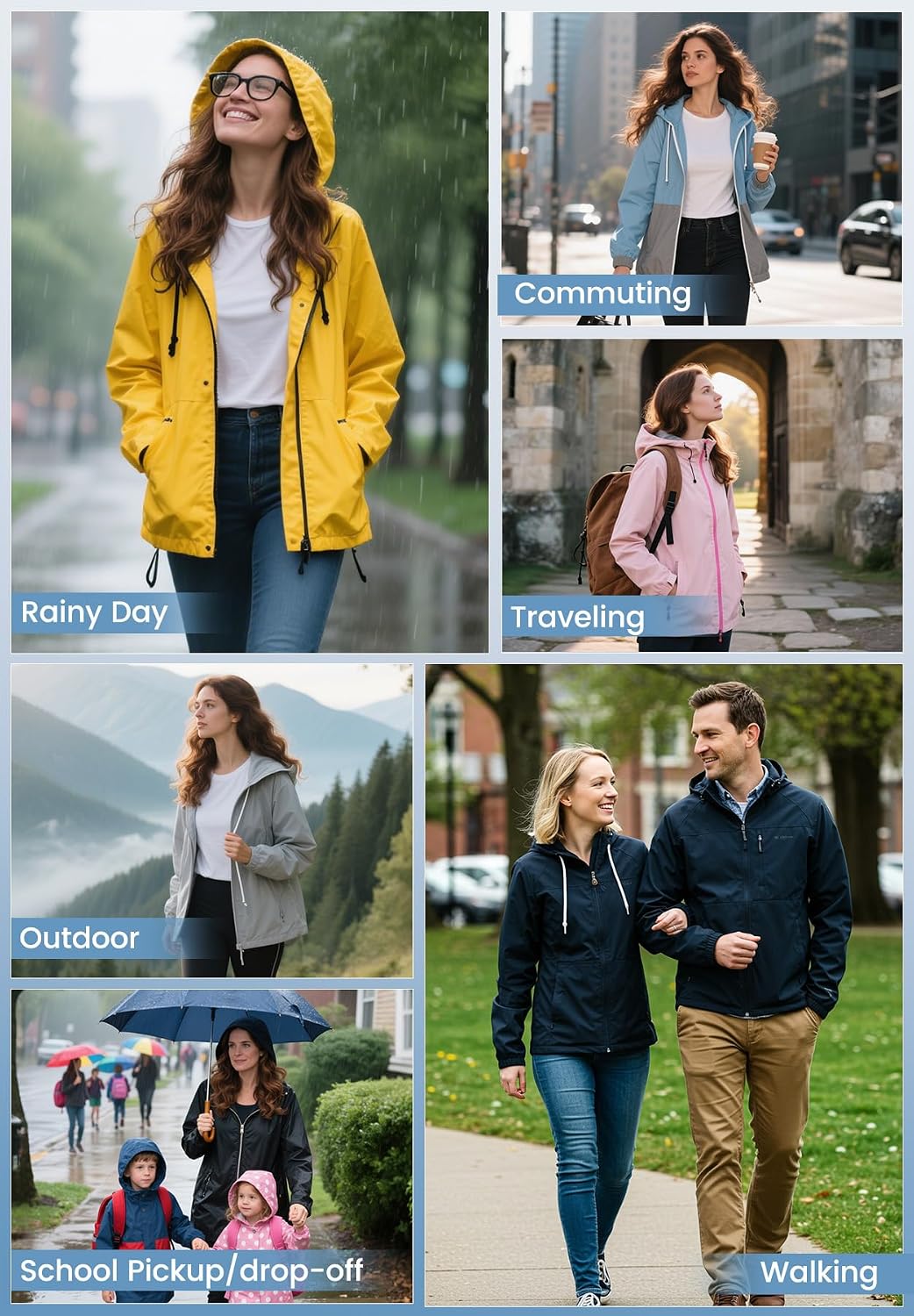 Zando Lightweight Rain Jacket Women Waterproof - Raincoat for Women Packable Rain coat Hooded Windbreaker for Travel Outdoor - Image 6