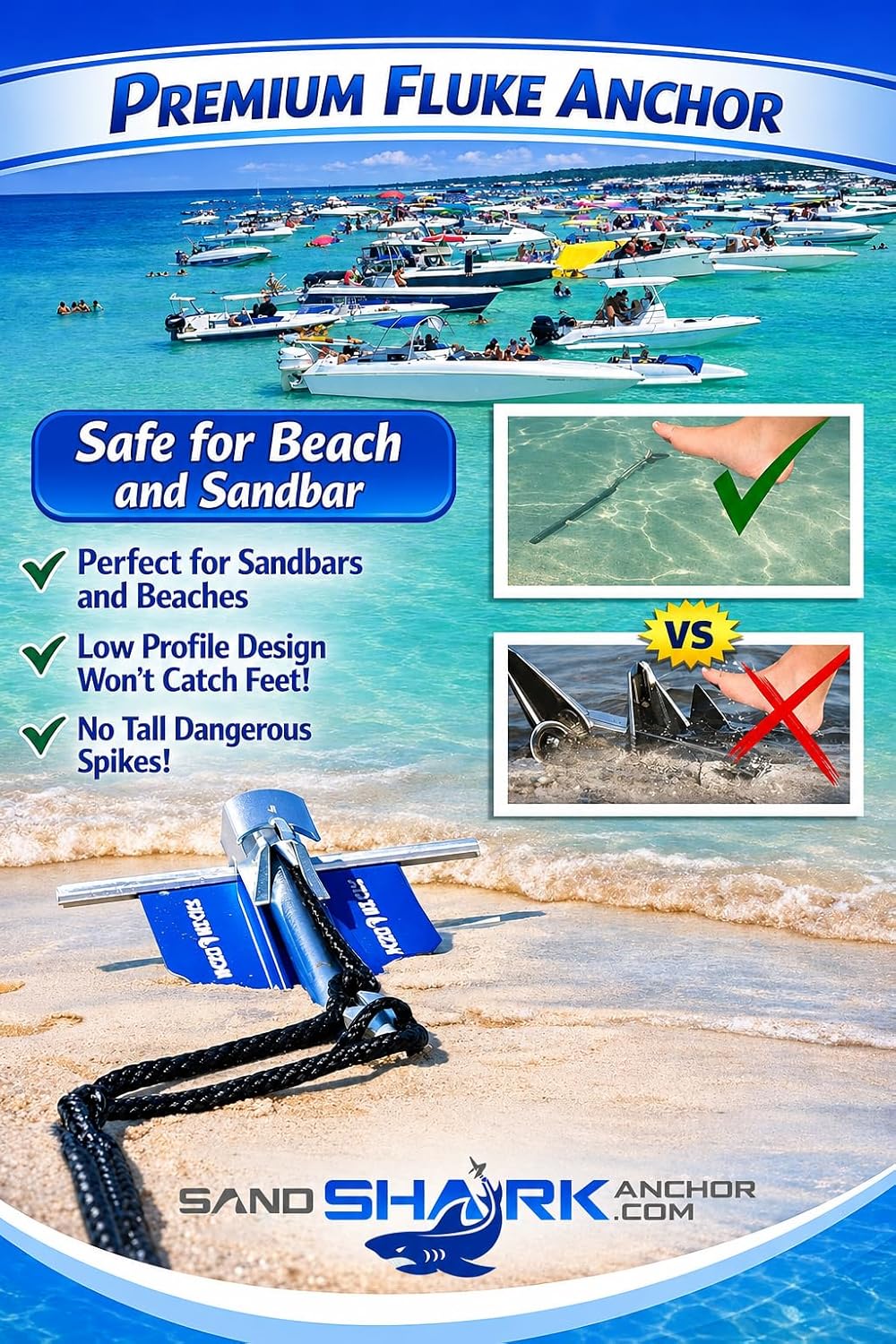 SandShark Premium Fluke Anchor-Retractable Shaft Easy Storage-Aluminum Pontoon Boat Anchor, Jet Ski Anchor. Boats - Image 6