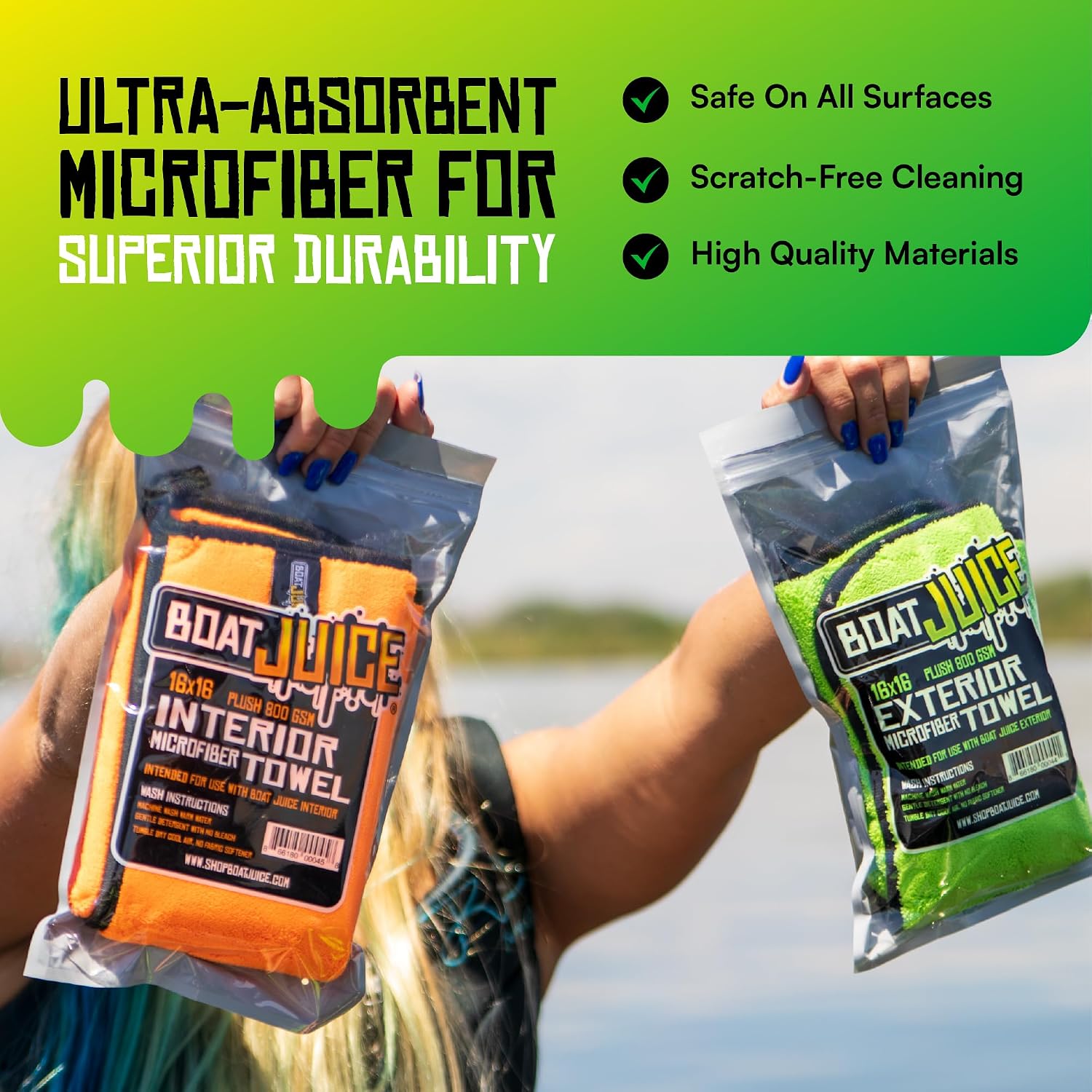 Boat Juice Necessity Boat Cleaner Kit | Exterior Water Spot Remover, Interior Seat & Vinyl Cleaner, 2 Microfiber Towels | Boat Cleaning & Detailing Kit, Marine Accessories | Made in USA (Kit) - Image 8