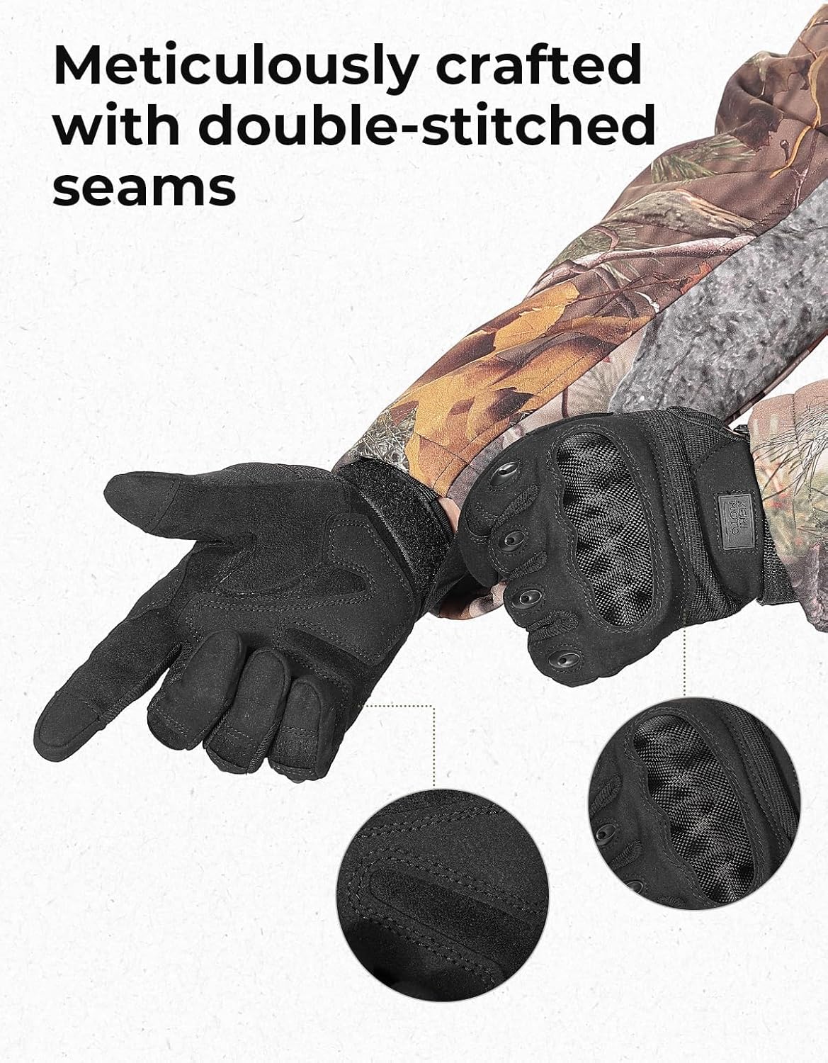 KEMIMOTO Tactical Gloves for Men, Touchscreen Motorcycle Gloves with Hard Shell & Palm Padding for Sports Motorcycle Cycling Tactical Airsoft Paintball Hunting Hiking Camping Climbing - Image 6