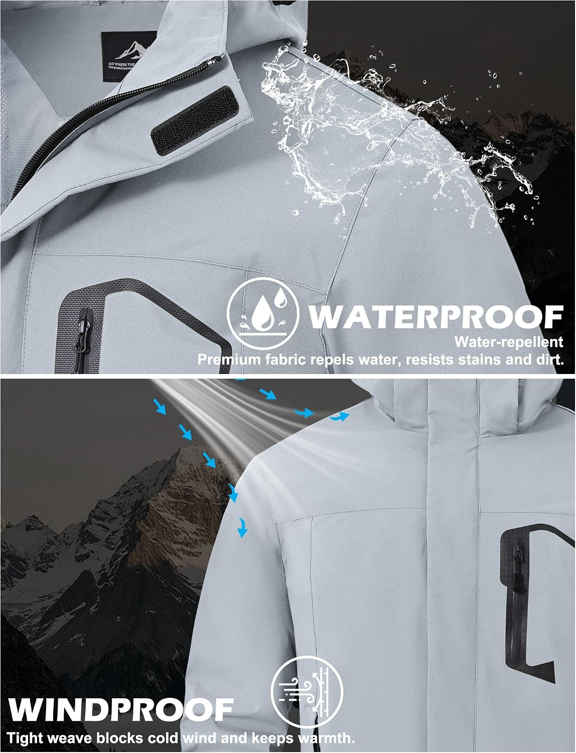 Zoofly Mens Hiking Jacket Waterproof with Hood Lightweight Windbreaker for Outdoor Travel - Image 3